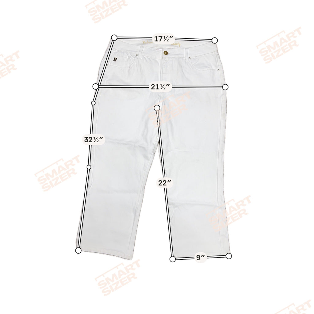 Belle By Kim Gravel White Denim Crop Jeans Size 16 Mid-Rise Stretch Casual Pants