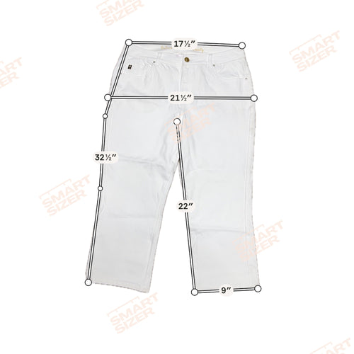 Belle By Kim Gravel White Denim Crop Jeans Size 16 Mid-Rise Stretch Casual Pants