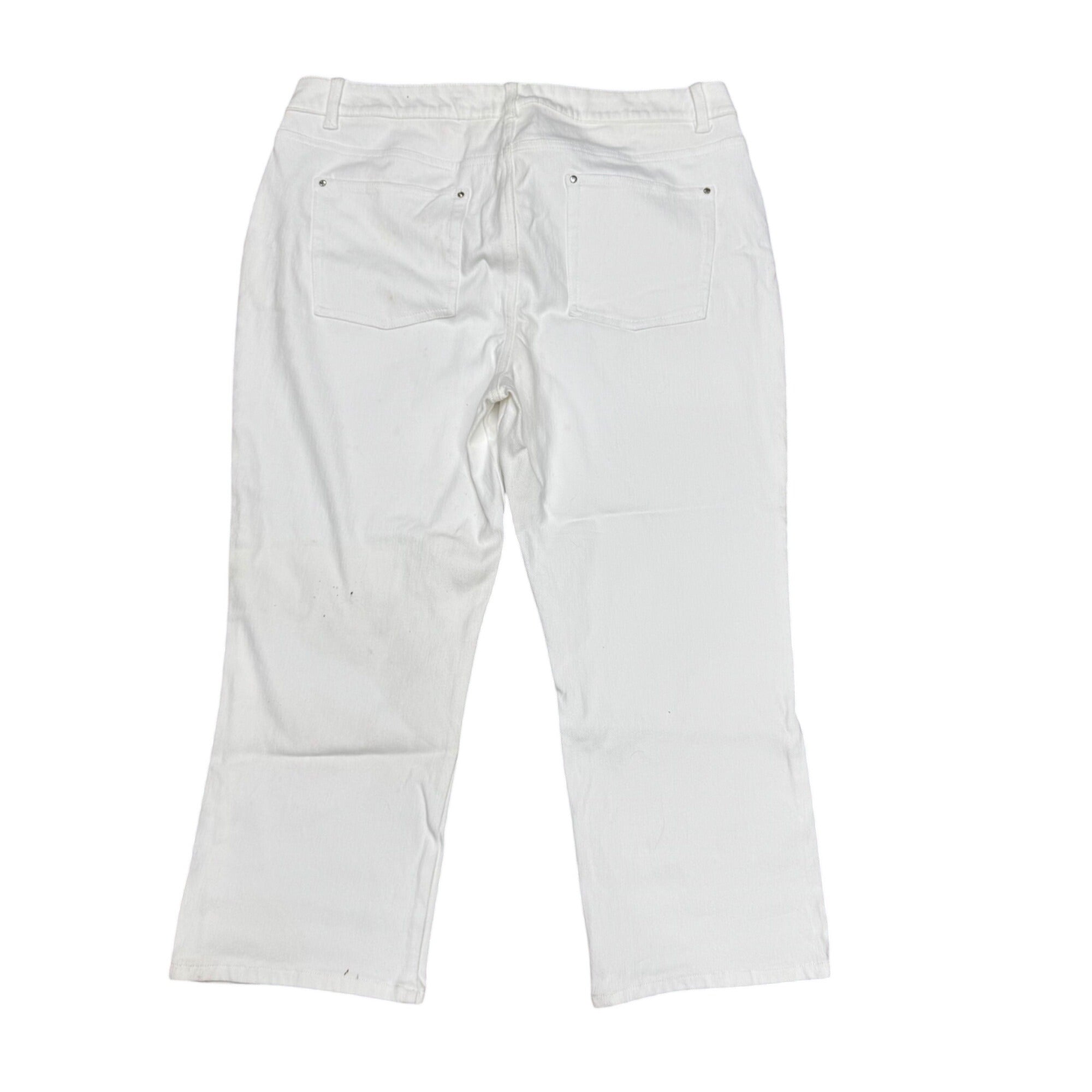 Belle By Kim Gravel White Denim Crop Jeans Size 16 Mid-Rise Stretch Casual Pants