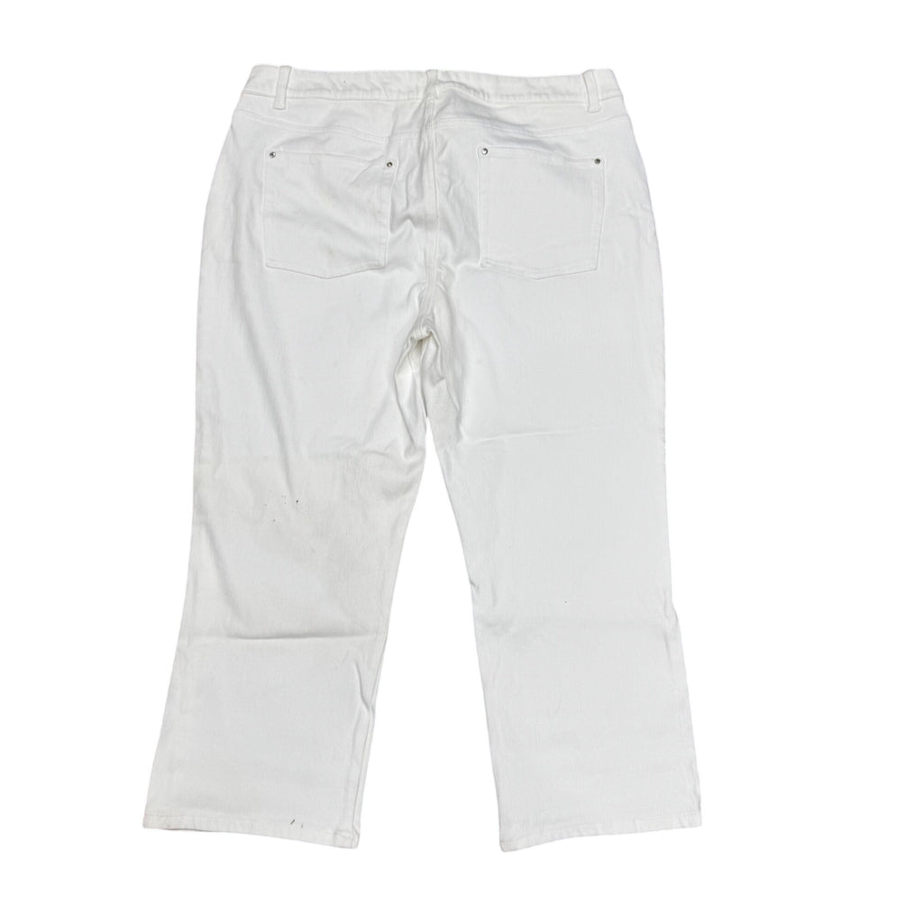 Belle By Kim Gravel White Denim Crop Jeans Size 16 Mid-Rise Stretch Casual Pants