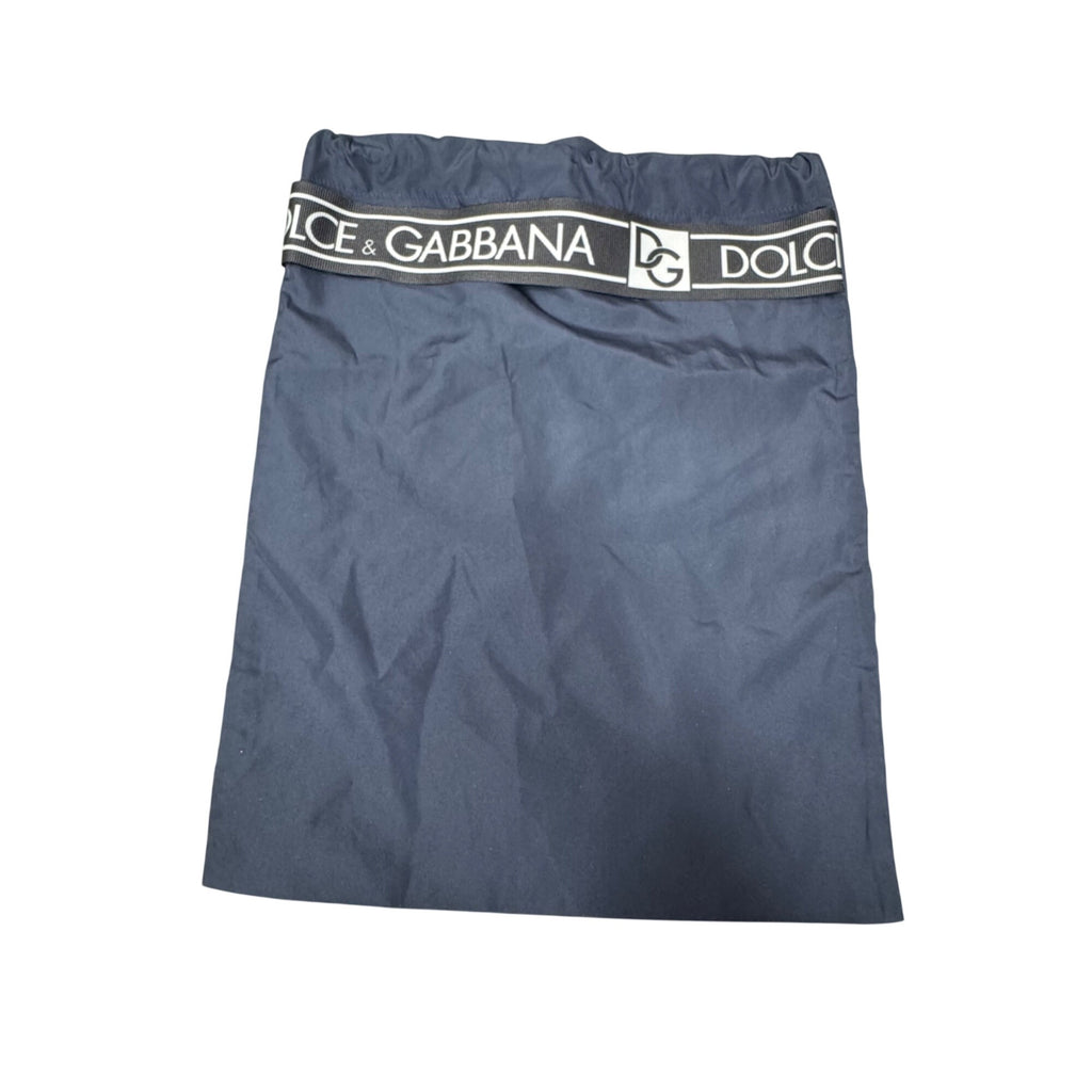 Dolce & Gabbana Logo Thick Drawstring Bag Band Trim 12x9.7 Purse Handbag Storage