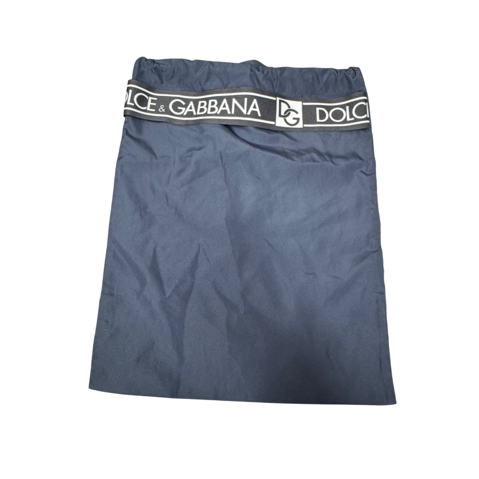 Dolce & Gabbana Logo Thick Drawstring Bag Band Trim 12x9.7 Purse Handbag Storage