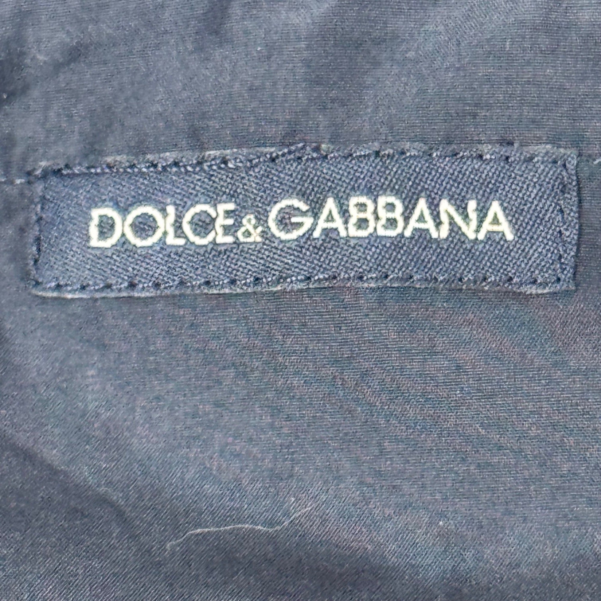 Dolce & Gabbana Logo Thick Drawstring Bag Band Trim 12x9.7 Purse Handbag Storage