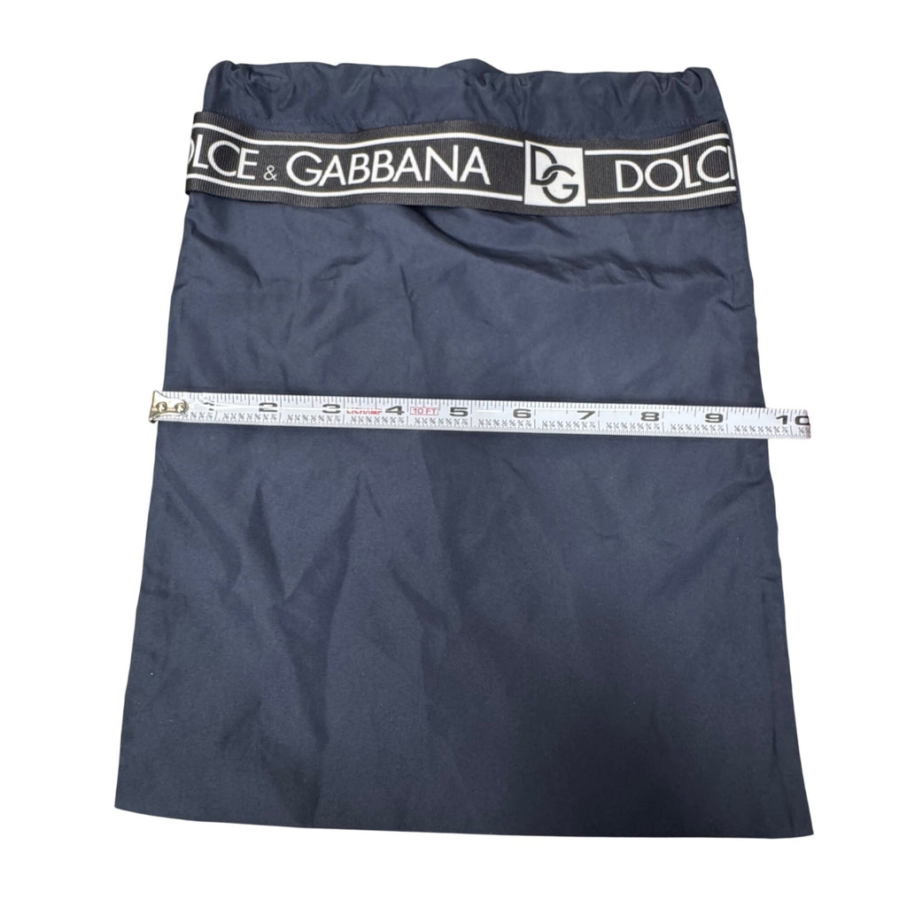 Dolce & Gabbana Logo Thick Drawstring Bag Band Trim 12x9.7 Purse Handbag Storage