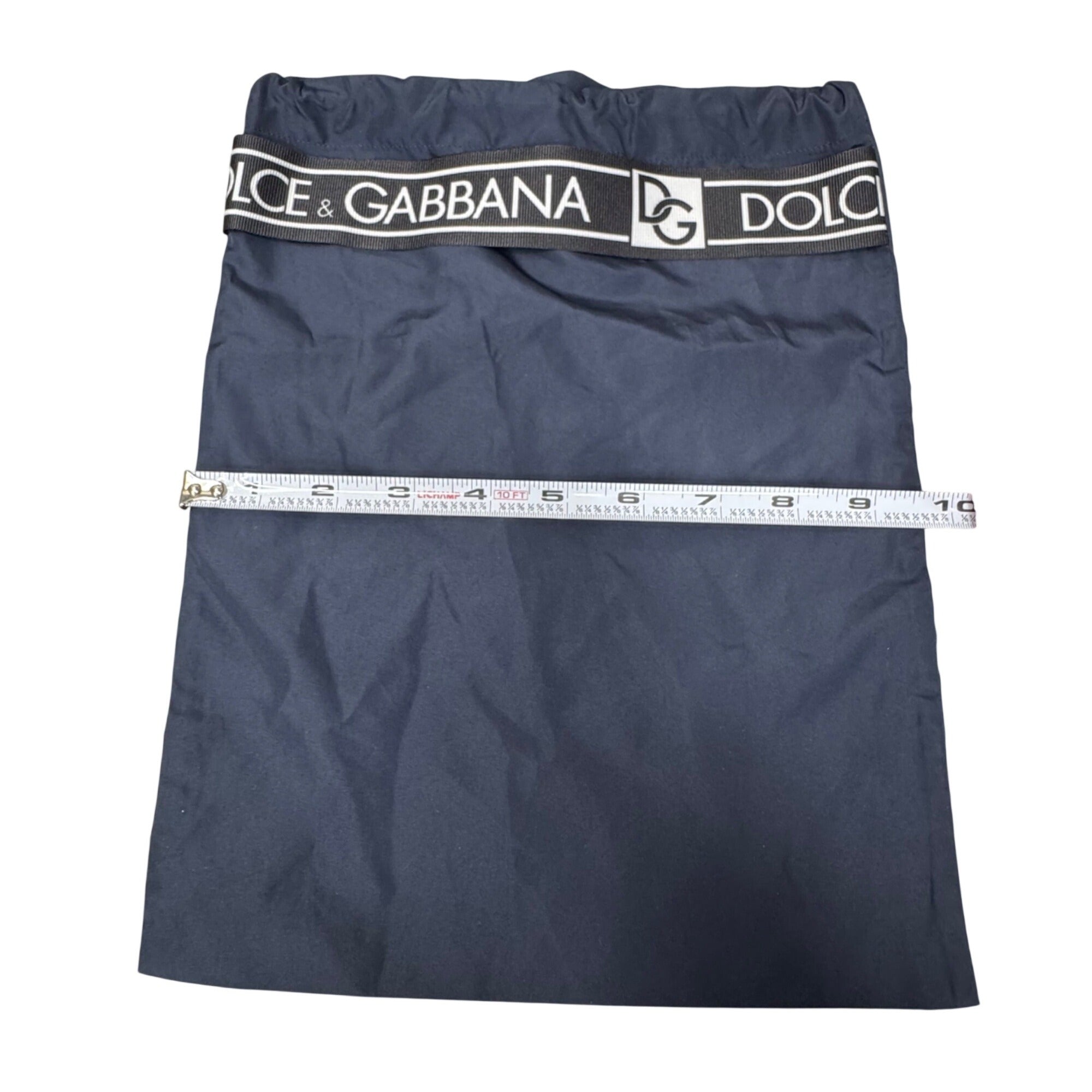 Dolce & Gabbana Logo Thick Drawstring Bag Band Trim 12x9.7 Purse Handbag Storage
