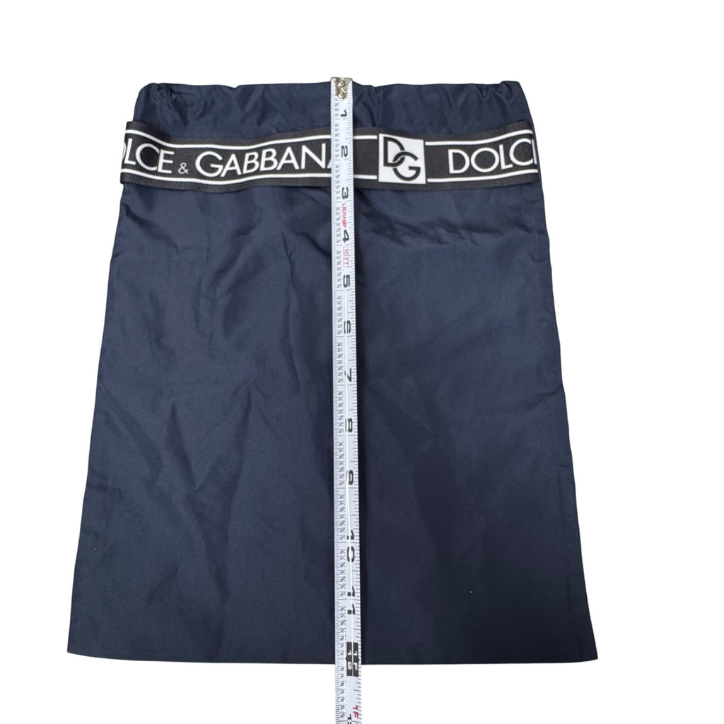 Dolce & Gabbana Logo Thick Drawstring Bag Band Trim 12x9.7 Purse Handbag Storage