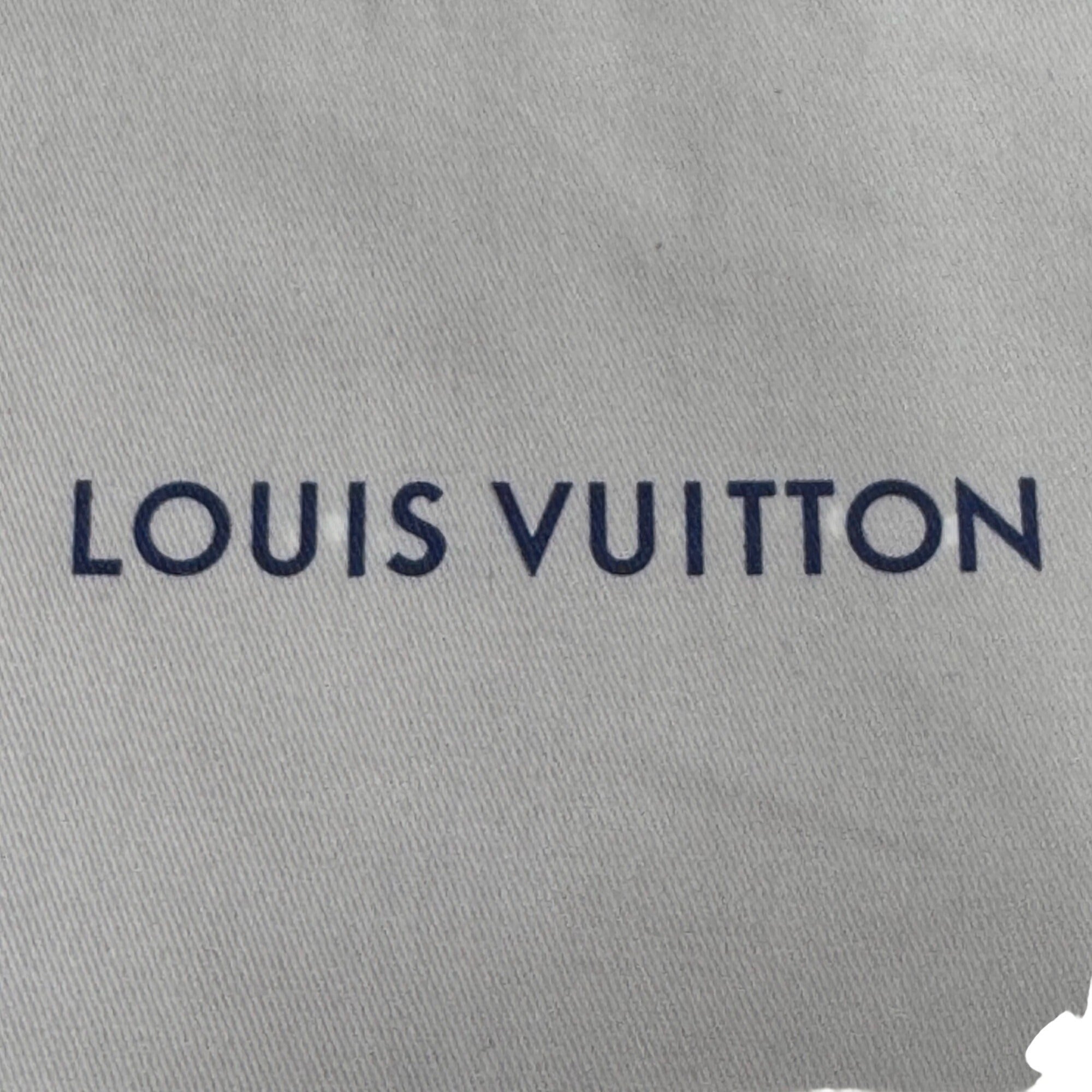 Authentic 8x8 Louis Vuitton Beige Drawstring Dust Bag Storage Blue Ties 8” X 8”