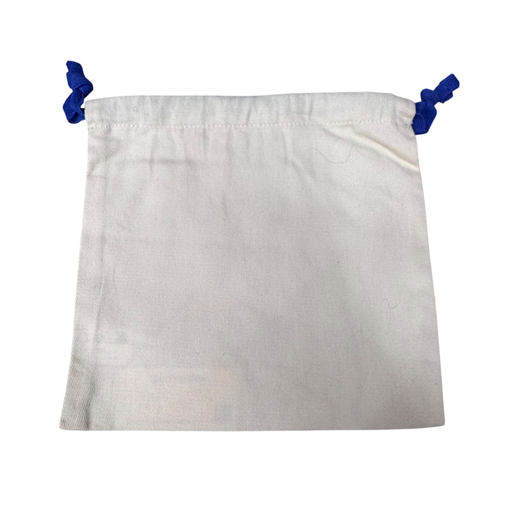 Authentic 8x8 Louis Vuitton Beige Drawstring Dust Bag Storage Blue Ties 8” X 8”