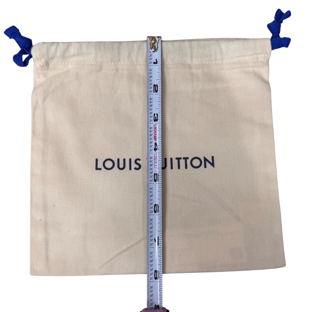 Authentic 8x8 Louis Vuitton Beige Drawstring Dust Bag Storage Blue Ties 8” X 8”