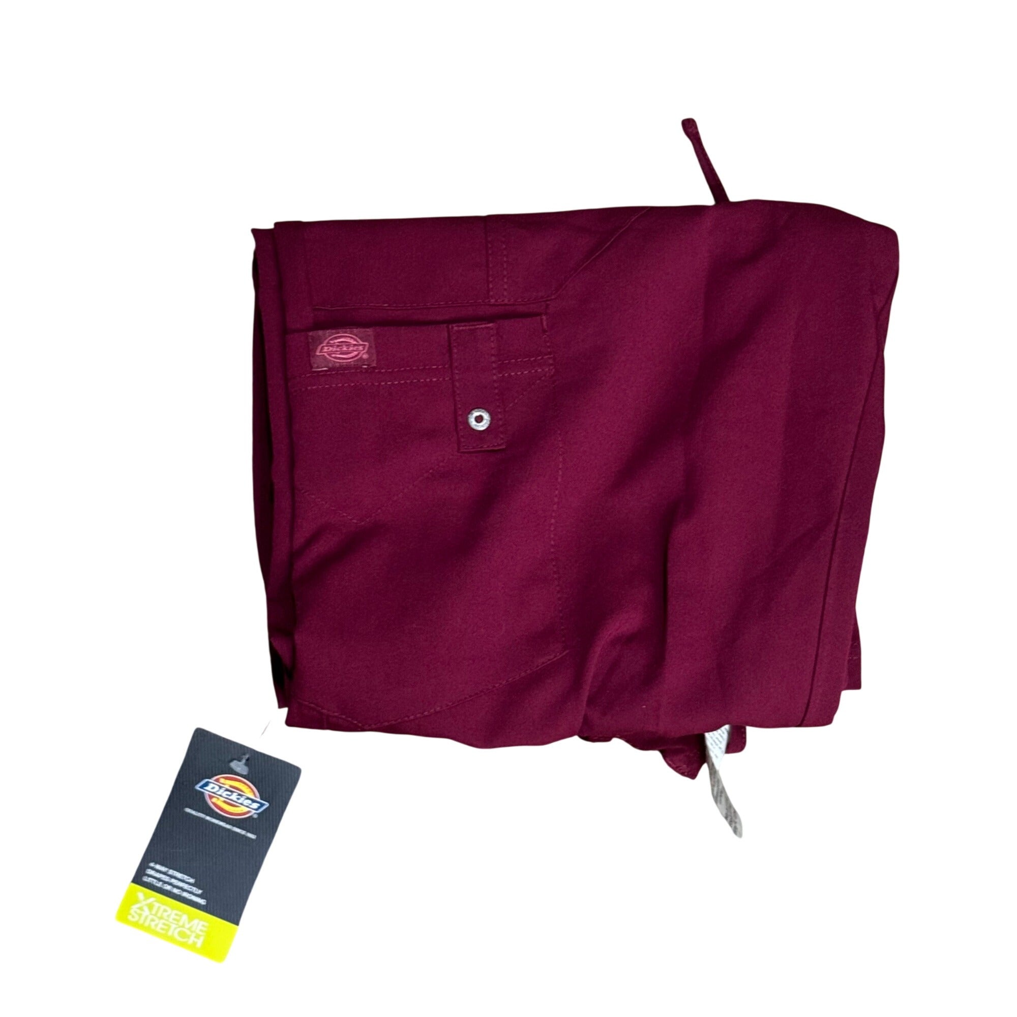 Dickies Womens Burgundy Petite Small Scrub Pants S 4-Way Stretch Nursing NEW
