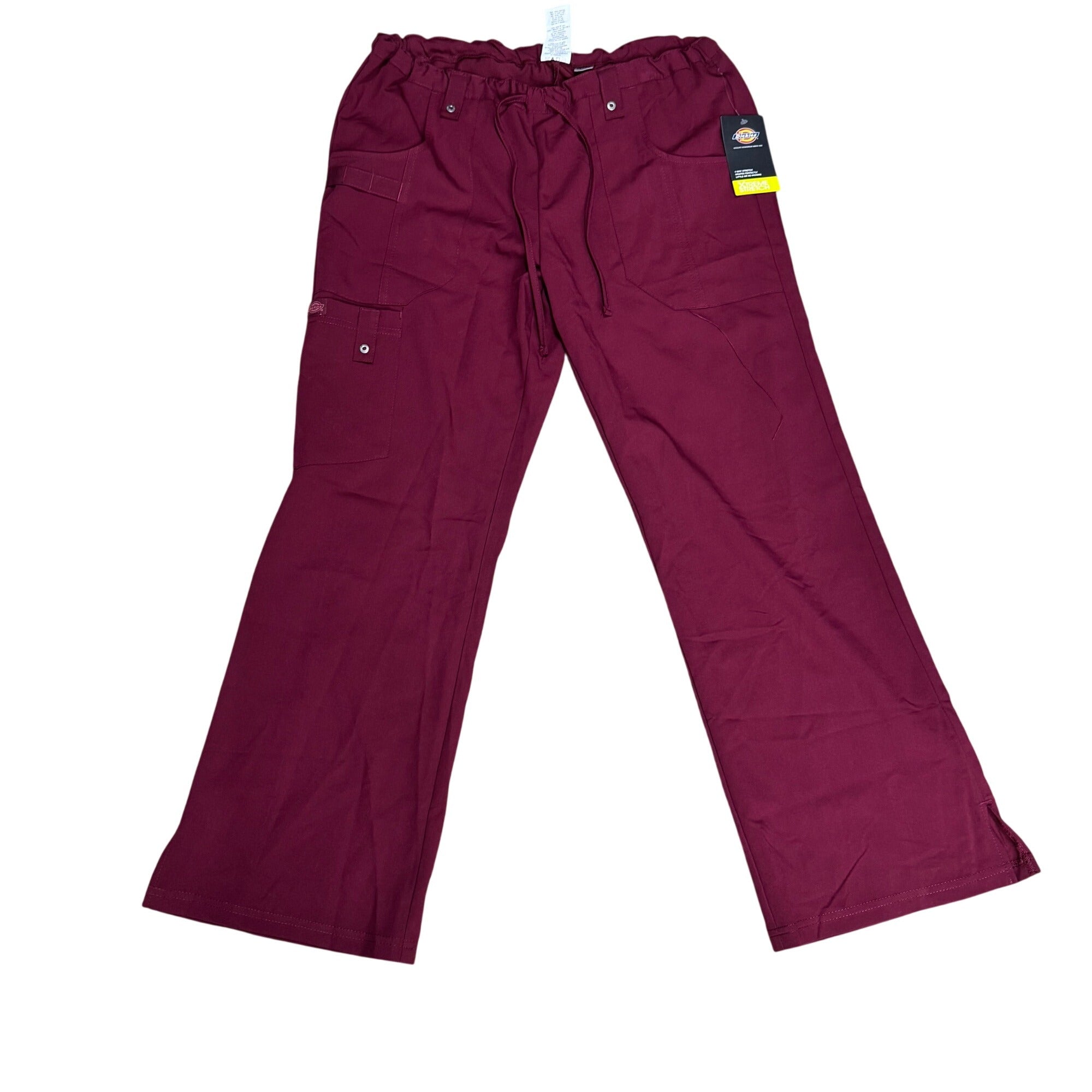 Dickies Womens Burgundy Petite Small Scrub Pants S 4-Way Stretch Nursing NEW