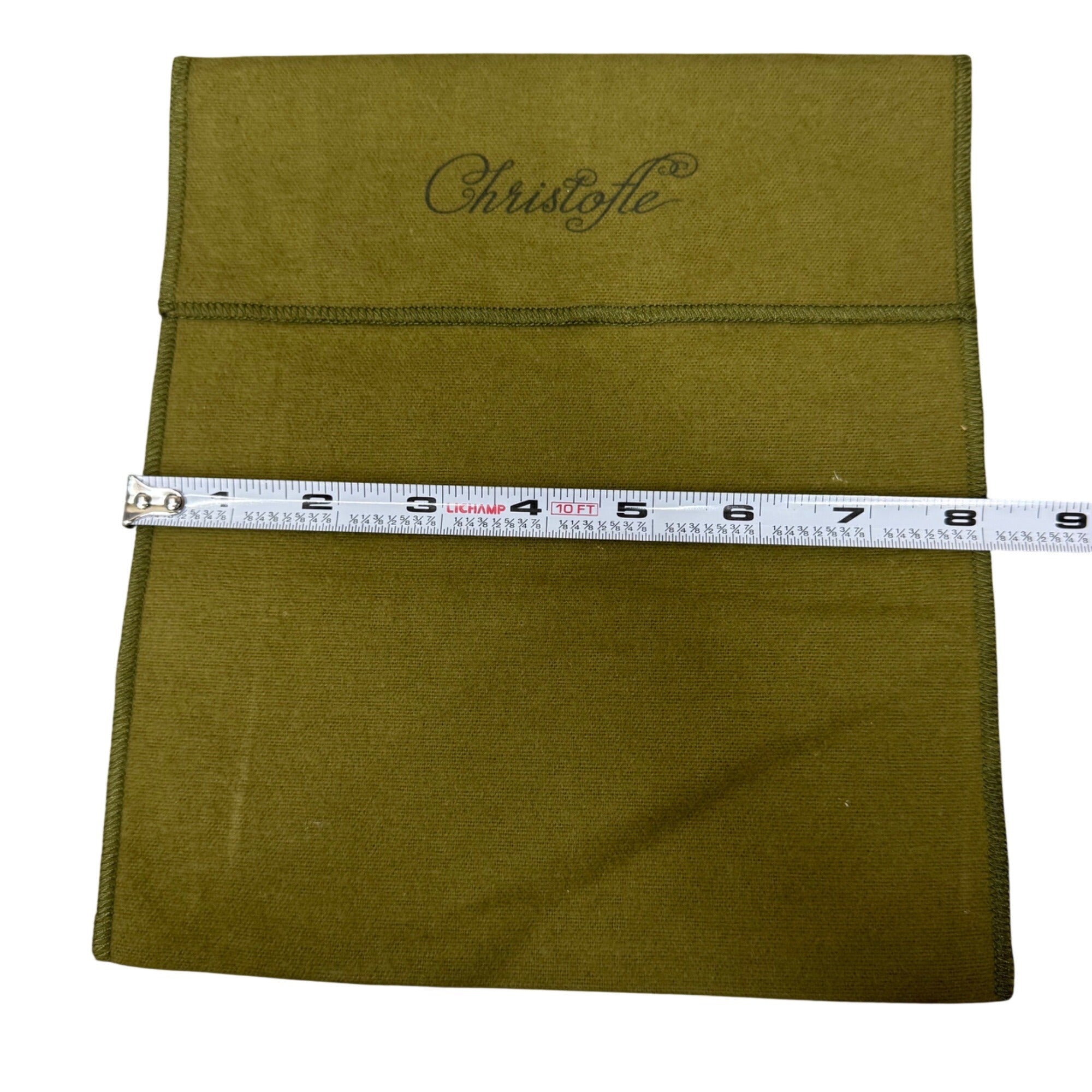 Christofle Green Protective Flatware Pouch Dust Bag Envelope 9x8 Storage Gift