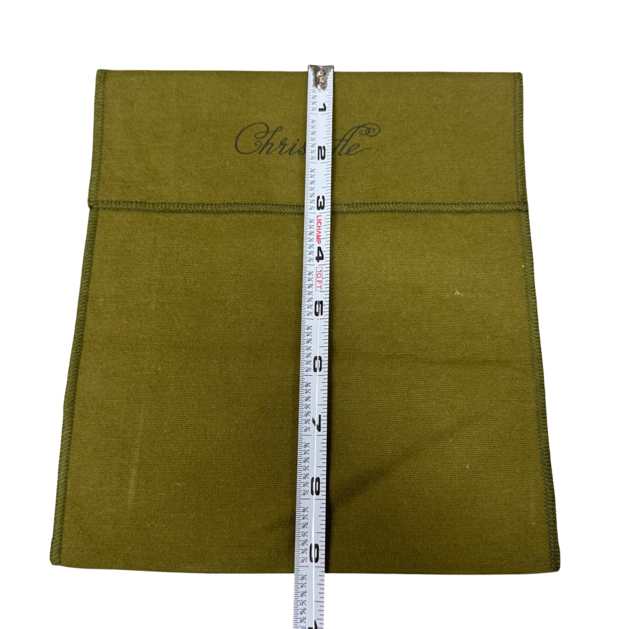 Christofle Green Protective Flatware Pouch Dust Bag Envelope 9x8 Storage Gift