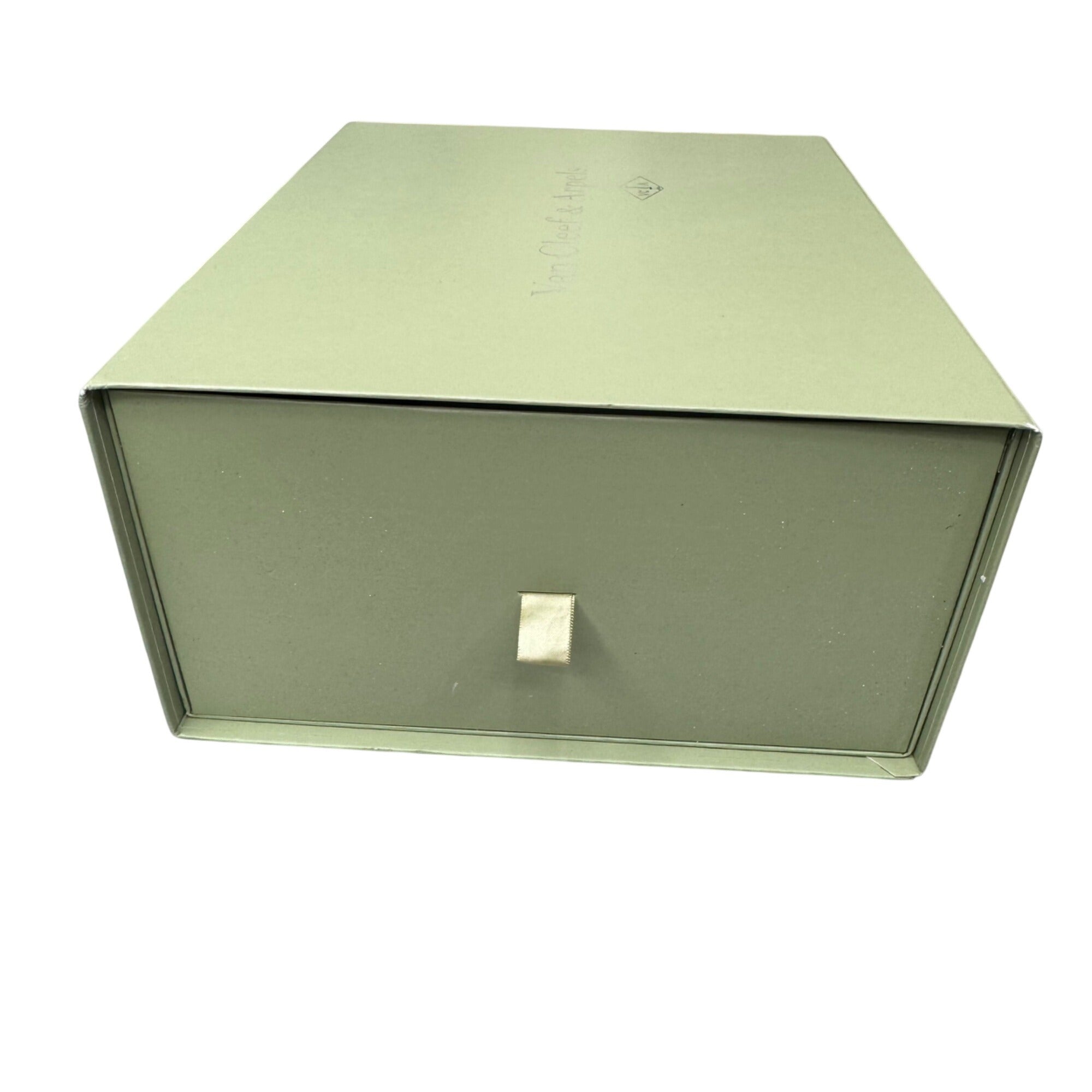 Van Cleef & Arpels Green Jewelry Gift Box Ribbon 12X10X5 Extra Large Authentic