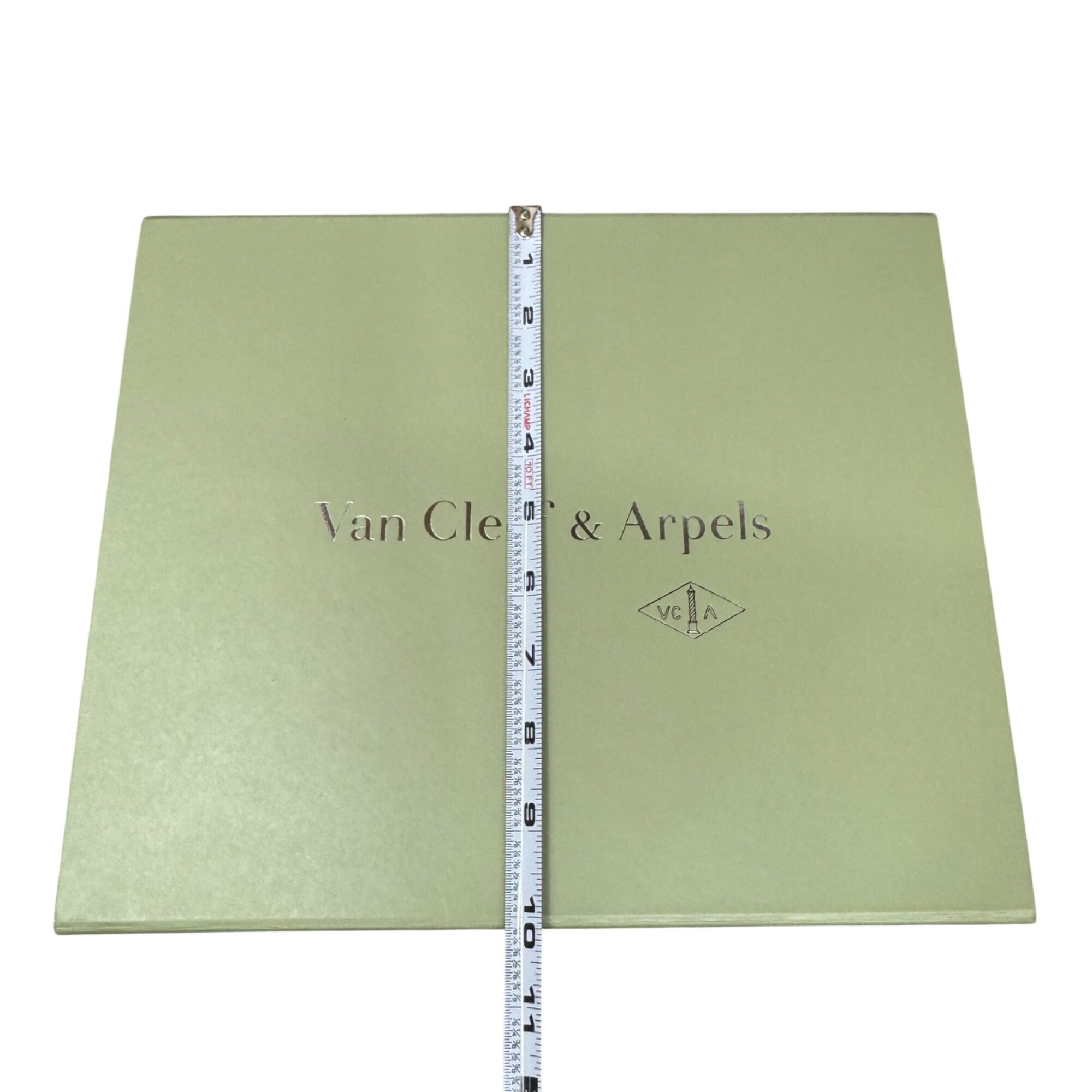 Van Cleef & Arpels Green Jewelry Gift Box Ribbon 12X10X5 Extra Large Authentic