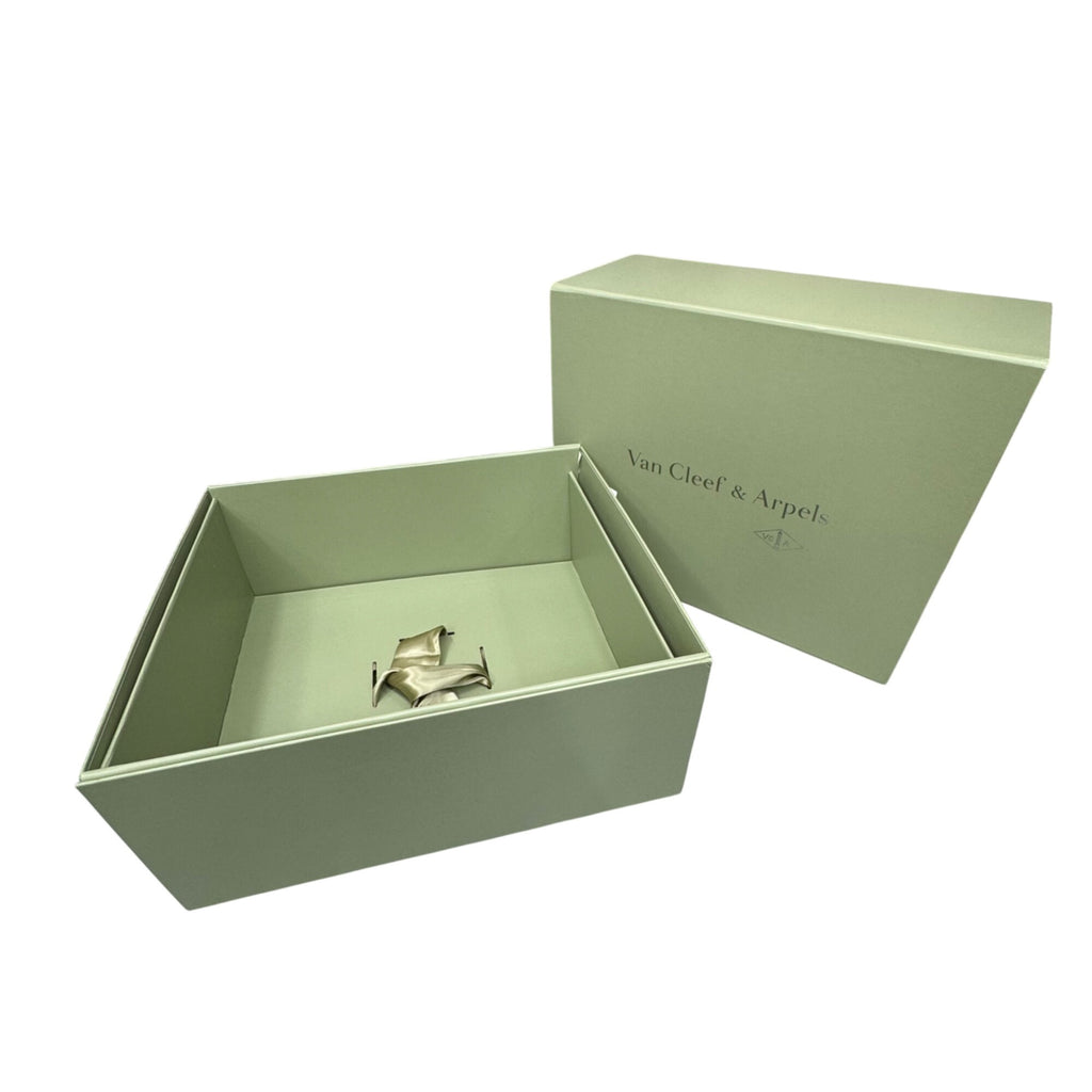 Van Cleef & Arpels Green Jewelry Gift Box Ribbon 12X10X5 Extra Large Authentic