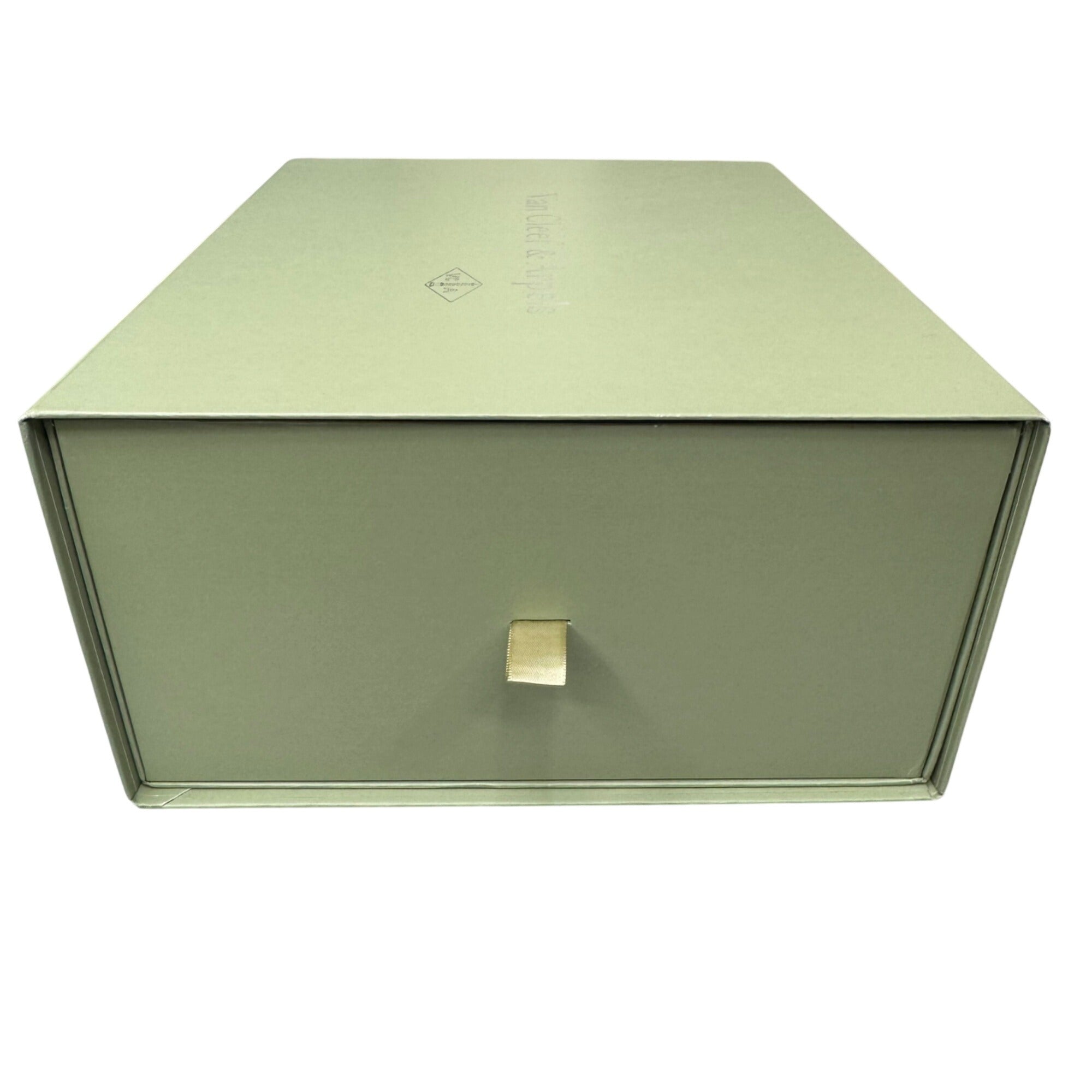 Van Cleef & Arpels Green Jewelry Gift Box Ribbon 12X10X5 Extra Large Authentic