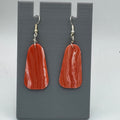 Vtg Sponge Coral Slab Red Orange Swirled Dangle Earrings Handmade 1.5" Southwest