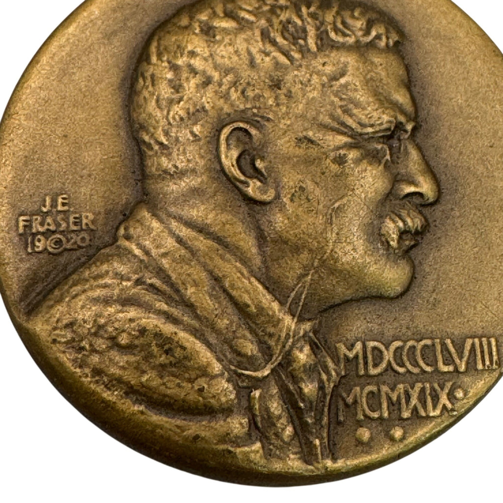 Antique 1920 J.E. Fraser Bronze Medal Theodore Roosevelt Commemorative Pendant