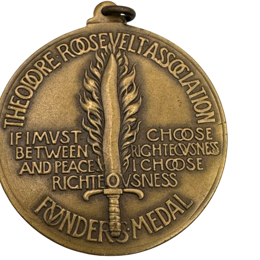 Antique 1920 J.E. Fraser Bronze Medal Theodore Roosevelt Commemorative Pendant