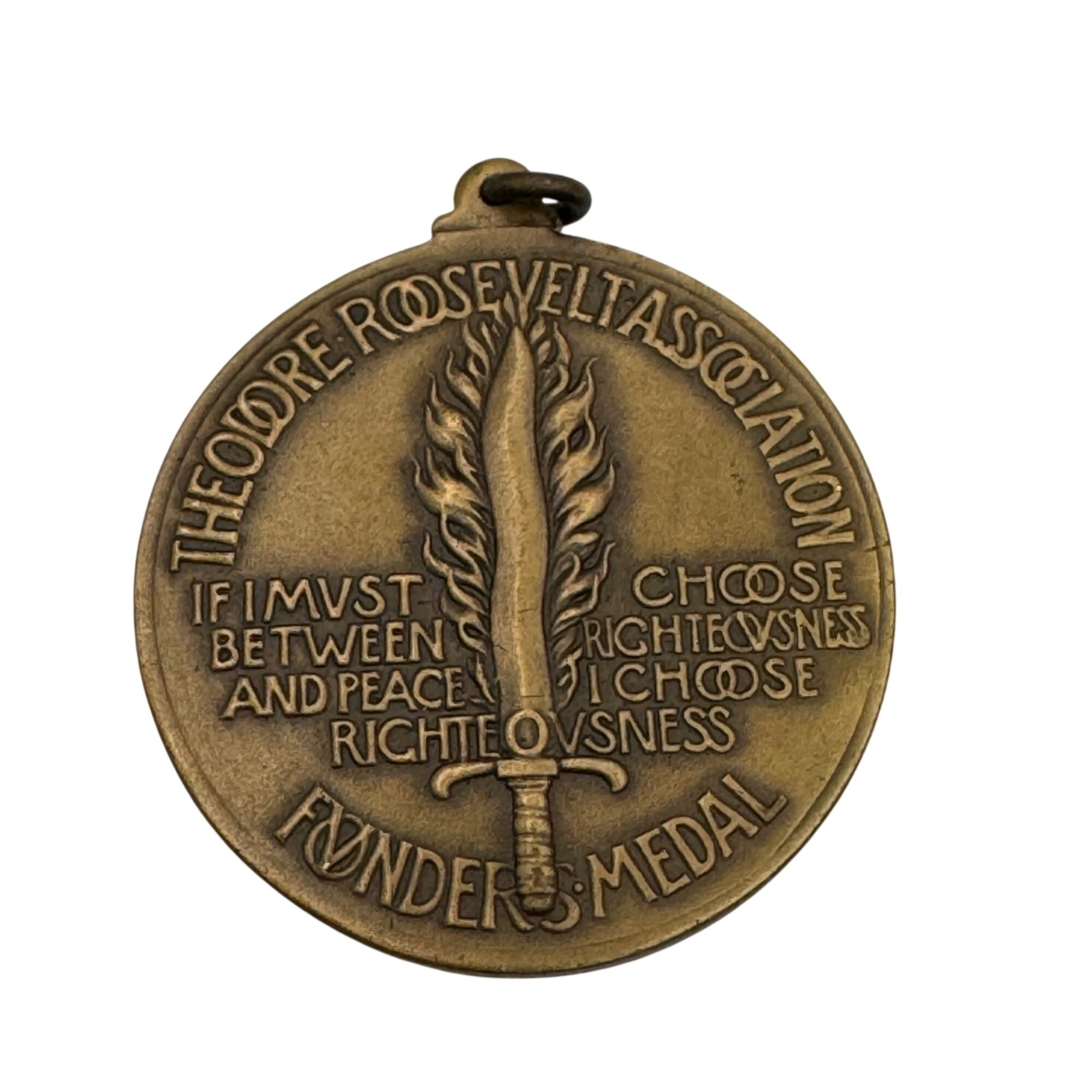 Antique 1920 J.E. Fraser Bronze Medal Theodore Roosevelt Commemorative Pendant
