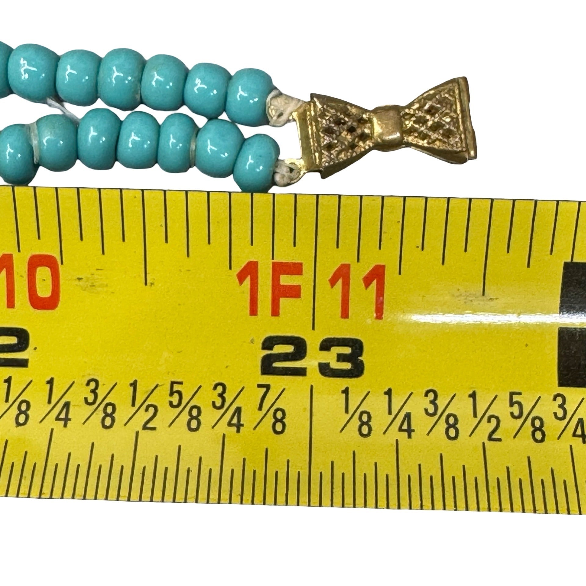 Vintage Double Strand Coral Branch Turquoise Beaded Necklace Gold-Tone Clasp 23"