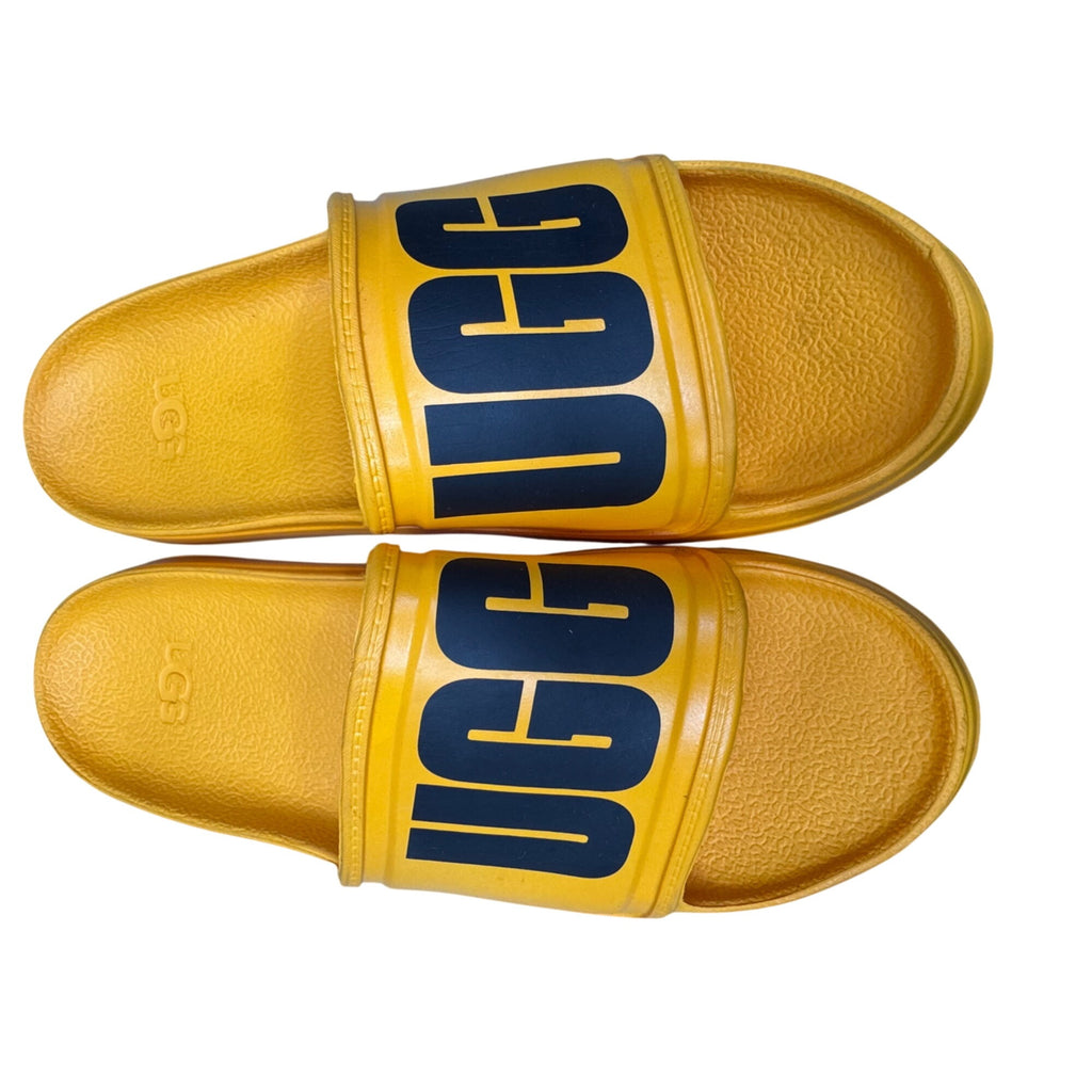 UGG Wilcox Yellow Logo Slides Sandals Lightweight Slip-On Casual Summer Size 12