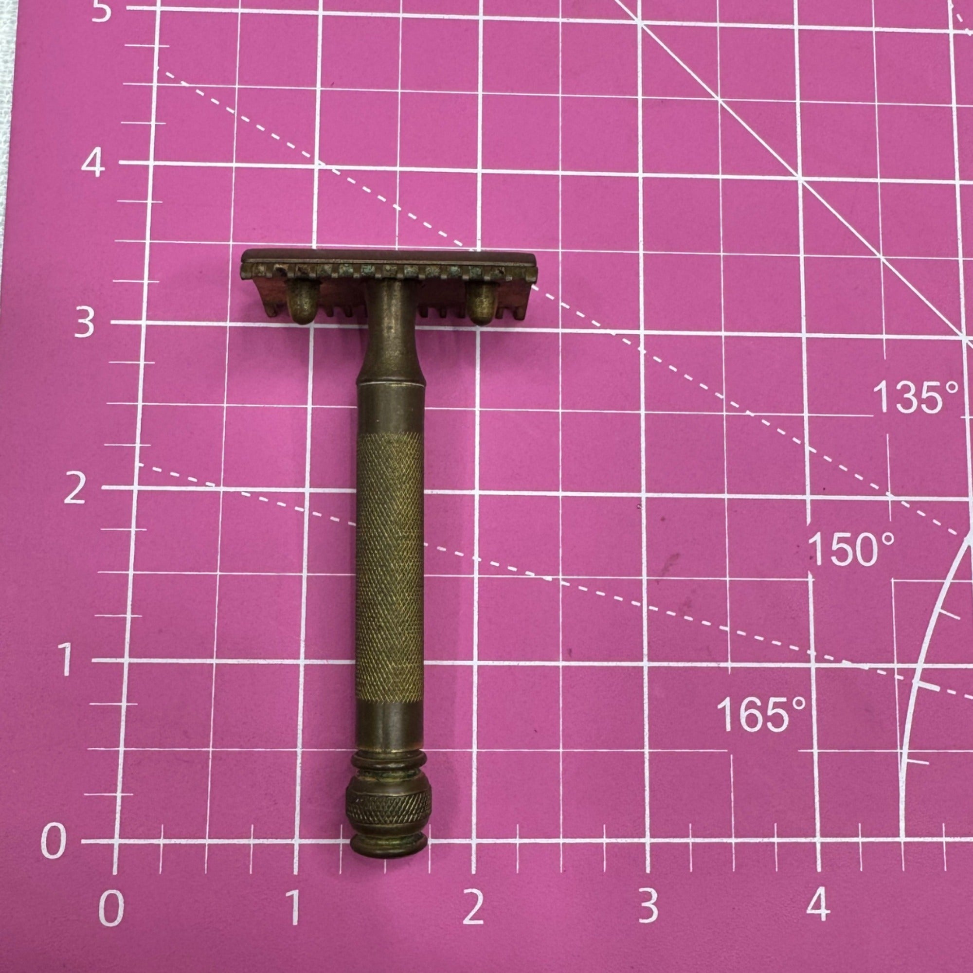 Vtg 1920's Gillette Old Safety Razor Open Comb Brass Ball End Gold Tone Original
