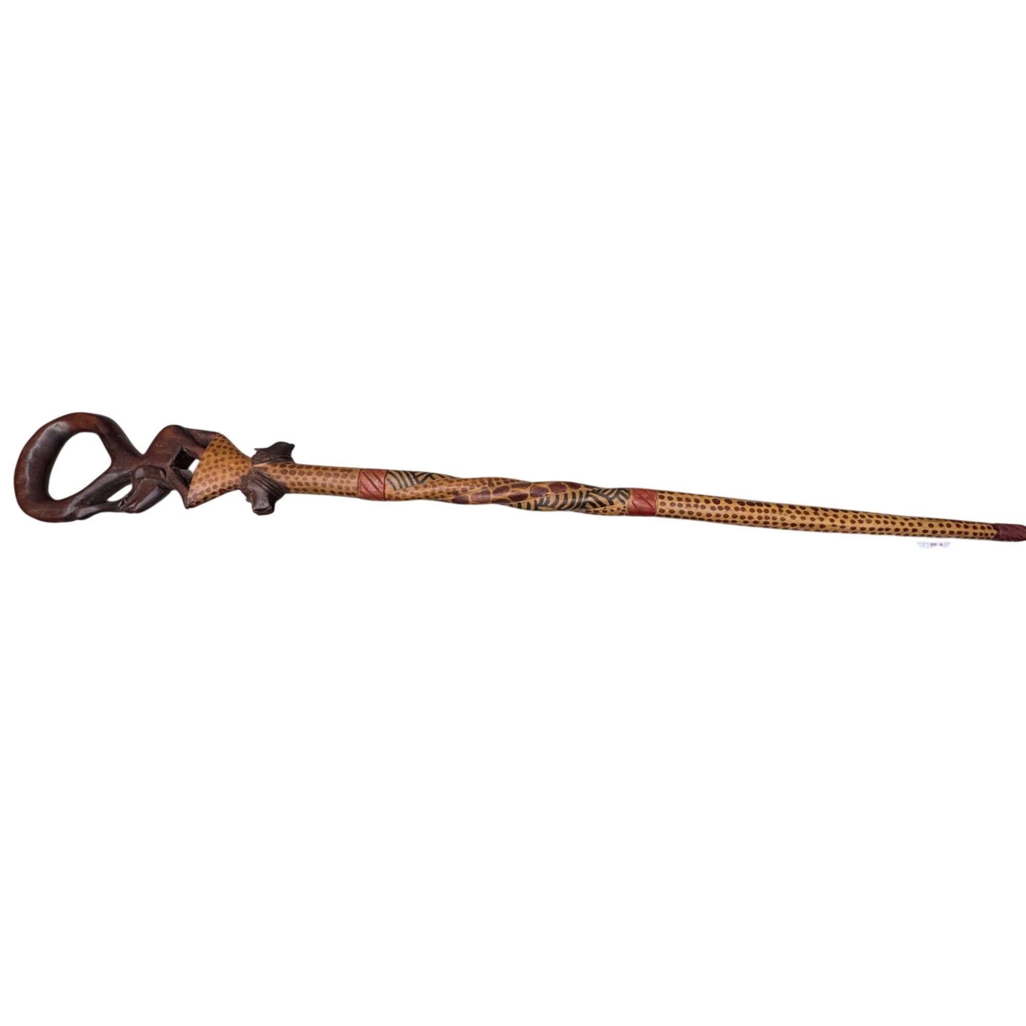 Vintage Hand-Carved Wooden Elephant Safari Walking Stick Cane African Wood 36"