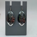 Large Stering Silver Oval Drop Earrings Engraved Tribal Patterns Vintage Estate