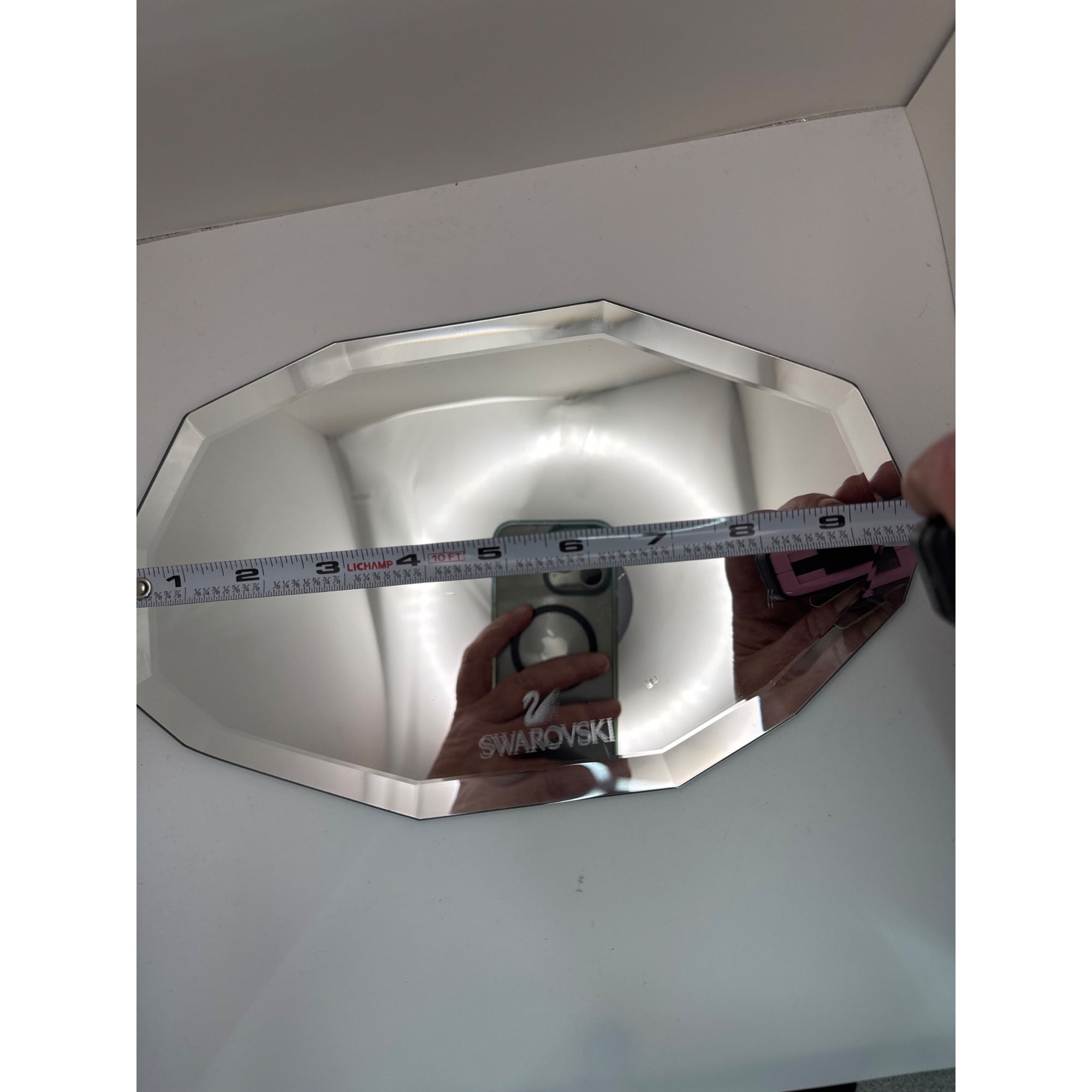 Swarovski Octagonal Crystal Display Mirror Large 10X6 Elegant Faceted Design SEE