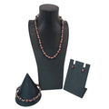 14K Gold Clasp Burgundy Chocolate Pearl Necklace Bracelet & Earrings Jewelry Set
