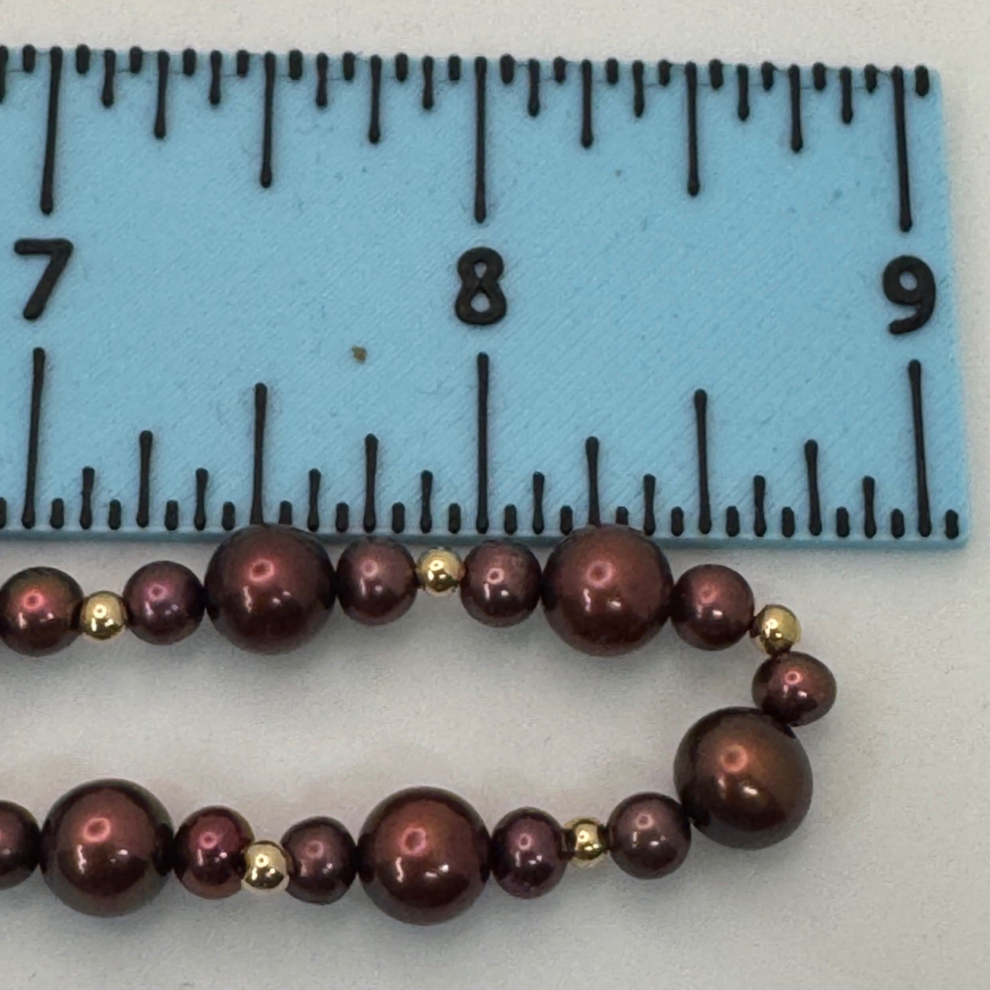 14K Gold Clasp Burgundy Chocolate Pearl Necklace Bracelet & Earrings Jewelry Set