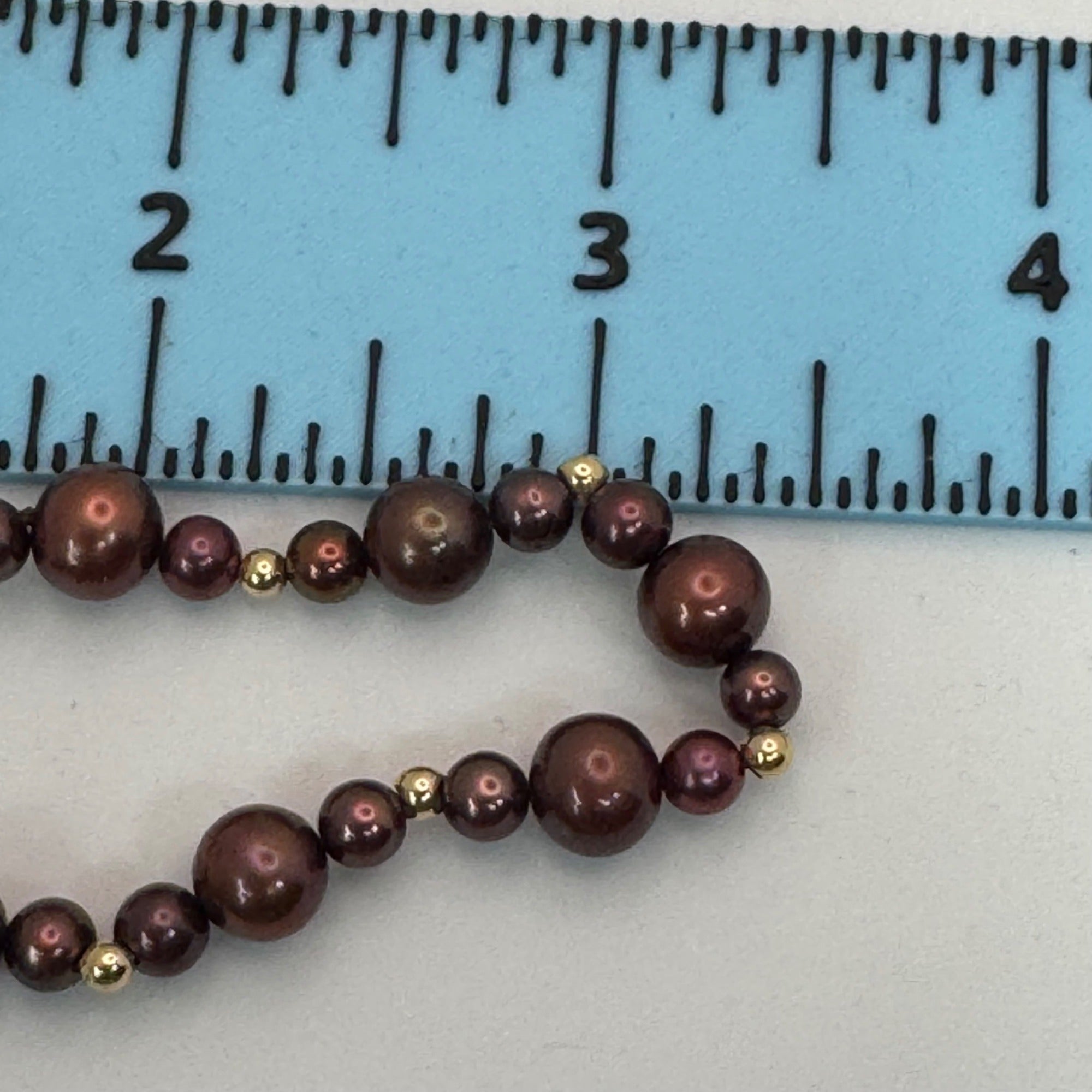 14K Gold Clasp Burgundy Chocolate Pearl Necklace Bracelet & Earrings Jewelry Set