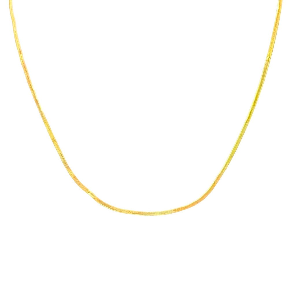 Vintage 14K Gold Italian Herringbone Chain Necklace 19" Long 2.94g Estate Find