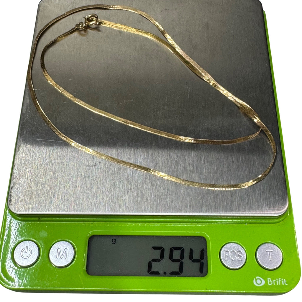Vintage 14K Gold Italian Herringbone Chain Necklace 19" Long 2.94g Estate Find