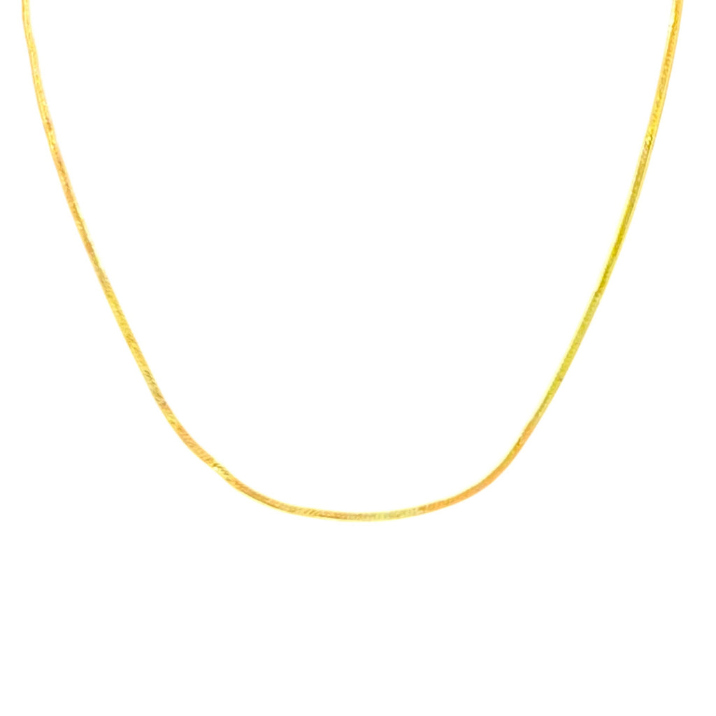 Vintage 14K Gold Italian Herringbone Chain Necklace 19" Long 2.94g Estate Find