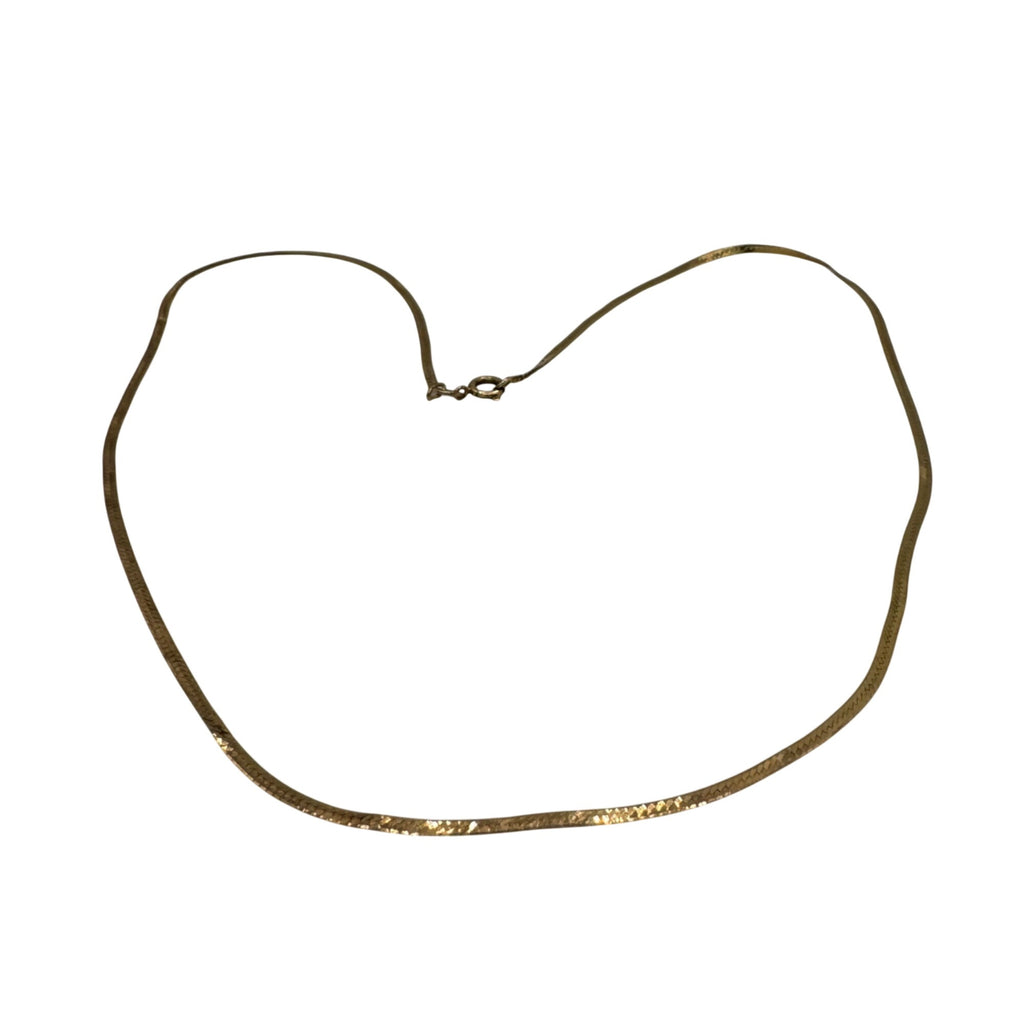 Vintage 14K Gold Italian Herringbone Chain Necklace 19" Long 2.94g Estate Find