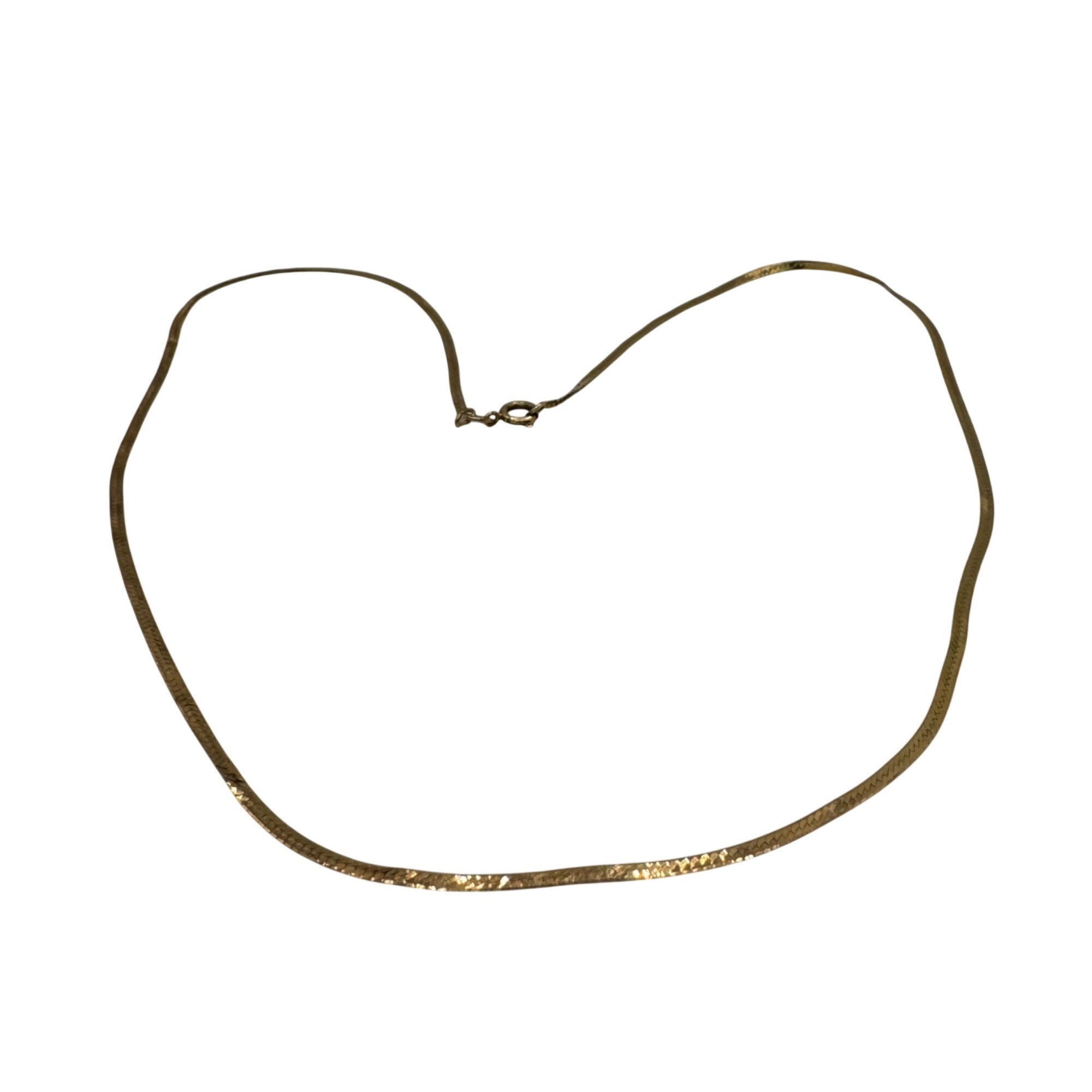 Vintage 14K Gold Italian Herringbone Chain Necklace 19" Long 2.94g Estate Find