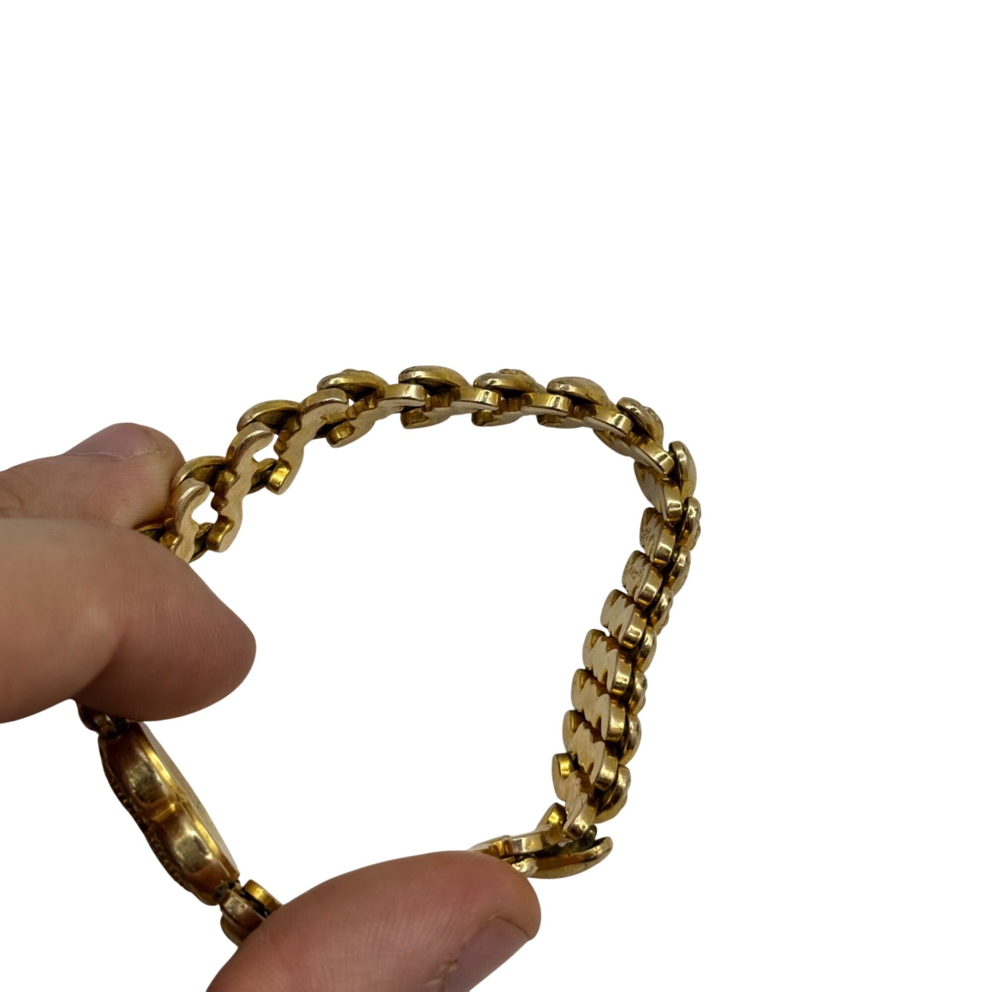 Antique Gold Filled American Queen Sweet Heart Locket Expandable Bracelet WWII