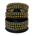 Set Of 4 Brass MCM Brutalist Lot Studded Bangles 7.75-8.25" Boho Stacking