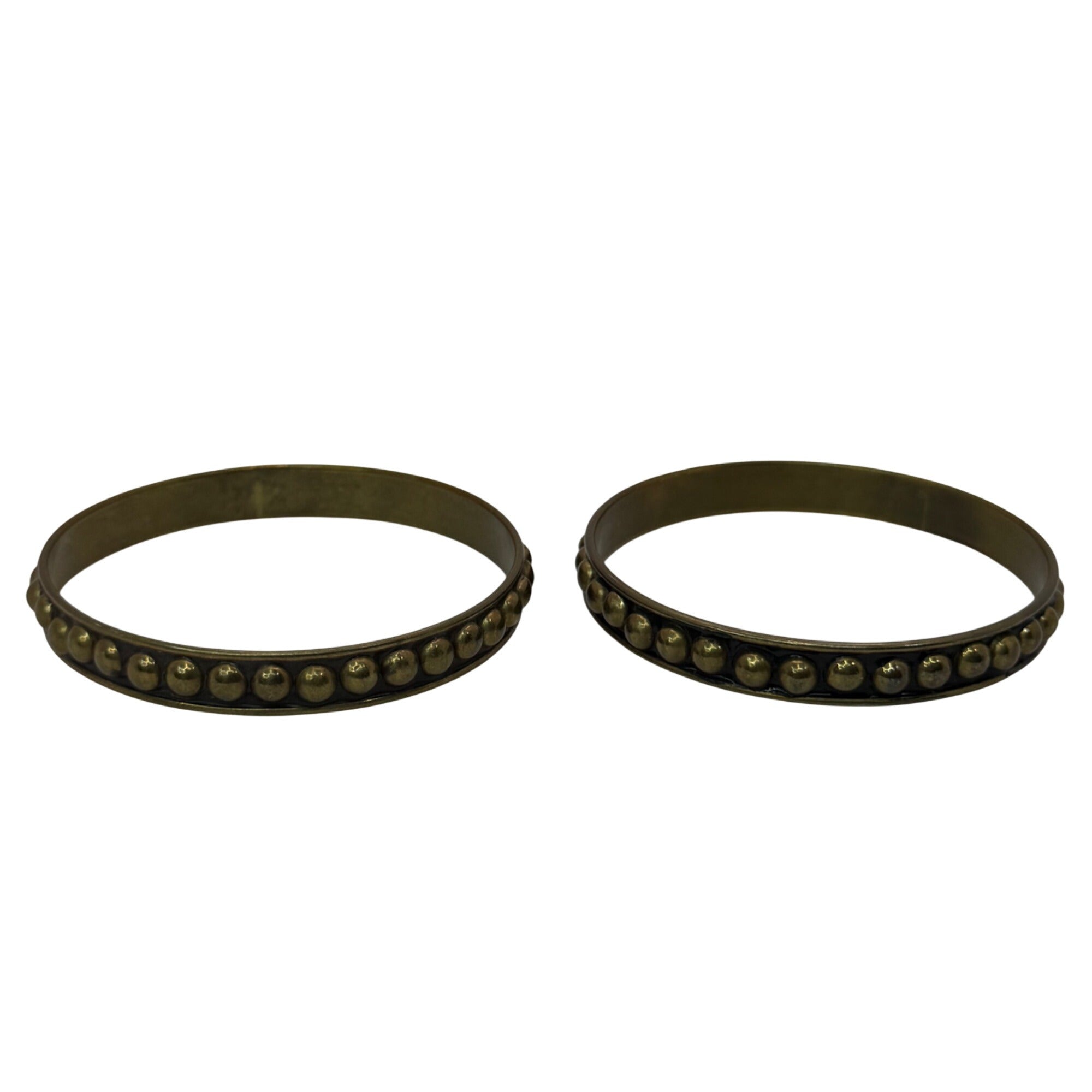 Set Of 4 Brass MCM Brutalist Lot Studded Bangles 7.75-8.25" Boho Stacking