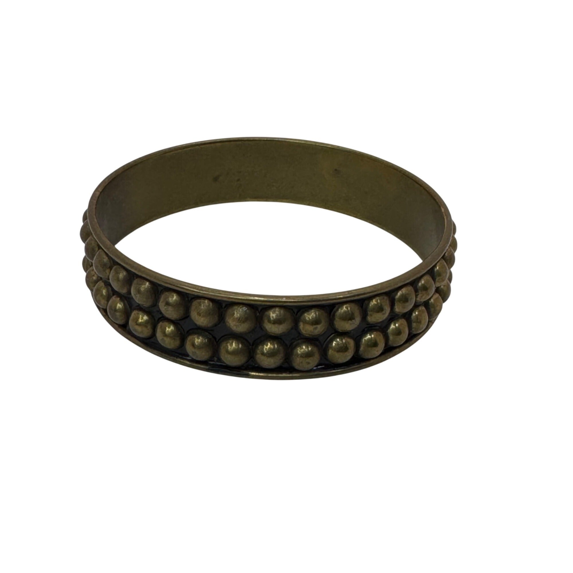 Set Of 4 Brass MCM Brutalist Lot Studded Bangles 7.75-8.25" Boho Stacking