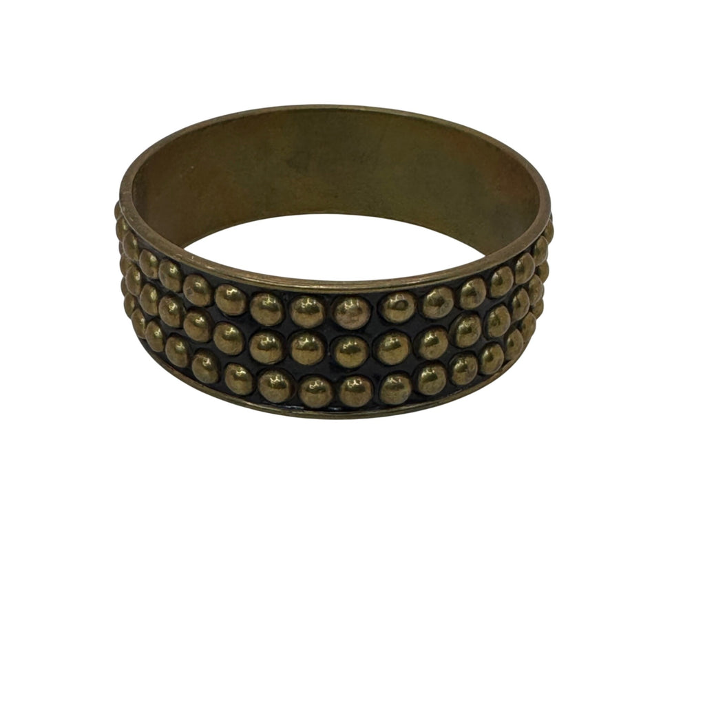 Set Of 4 Brass MCM Brutalist Lot Studded Bangles 7.75-8.25" Boho Stacking