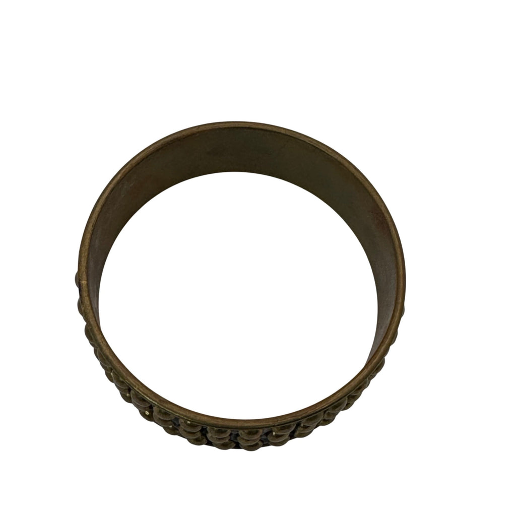 Set Of 4 Brass MCM Brutalist Lot Studded Bangles 7.75-8.25" Boho Stacking