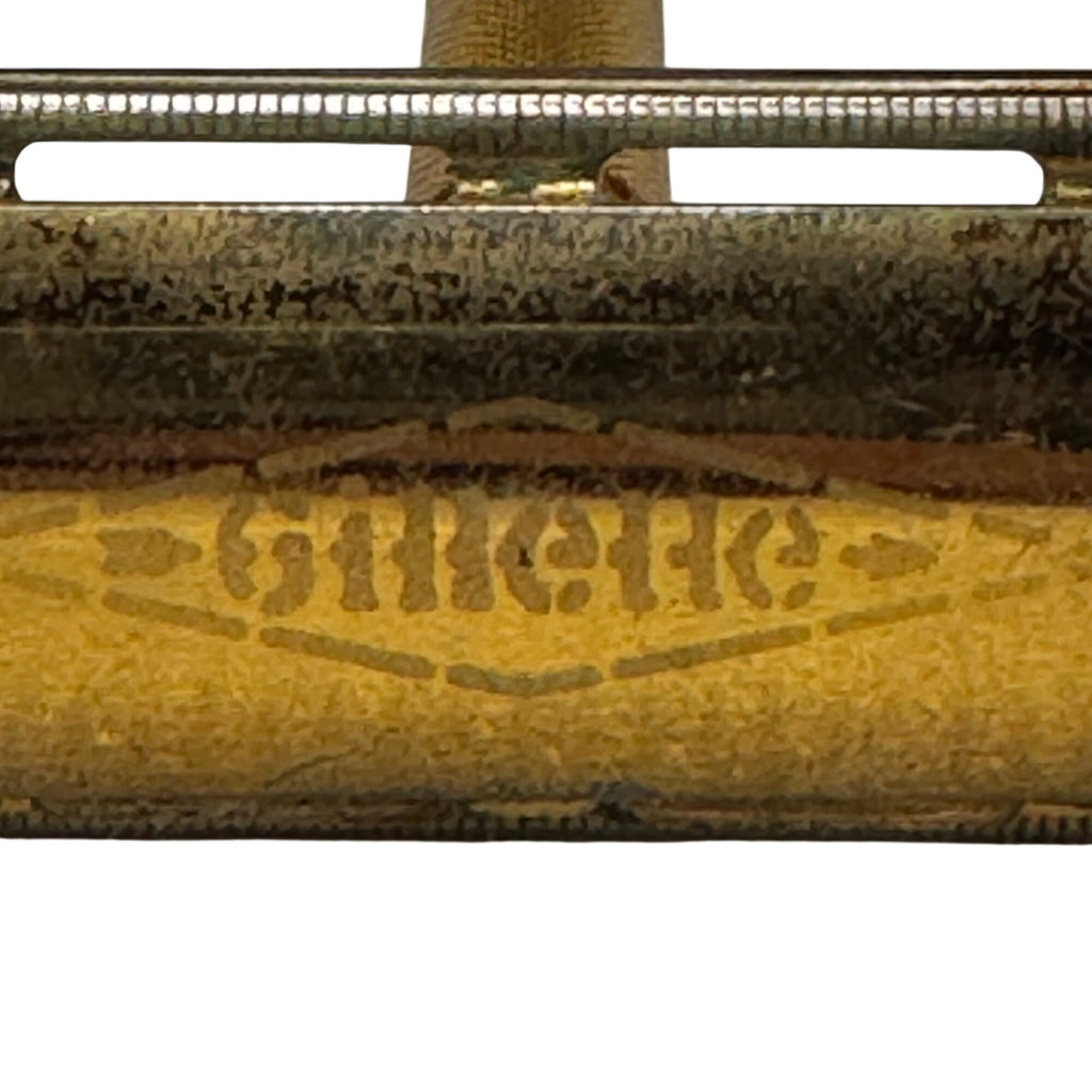 GILLETTE 3 Piece Gold Plated Brass Ball End TECH Safety Razor Estate Vintage
