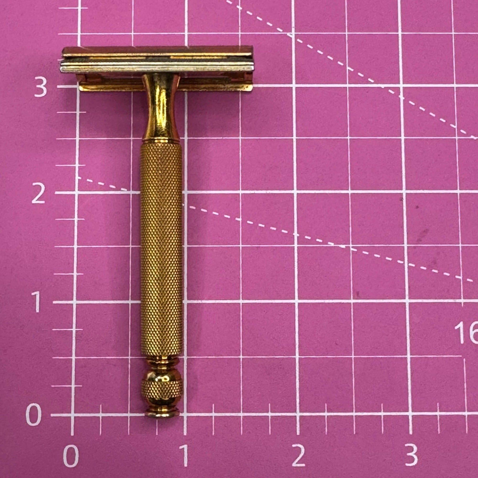 GILLETTE 3 Piece Gold Plated Brass Ball End TECH Safety Razor Estate Vintage