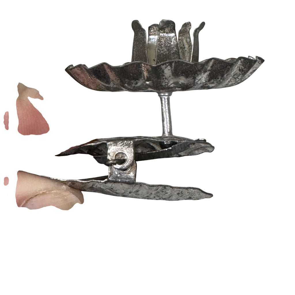 Vintage Metal Christmas Tree Candle Clip Holders Lot Of 12 Silver Tone Pinecone
