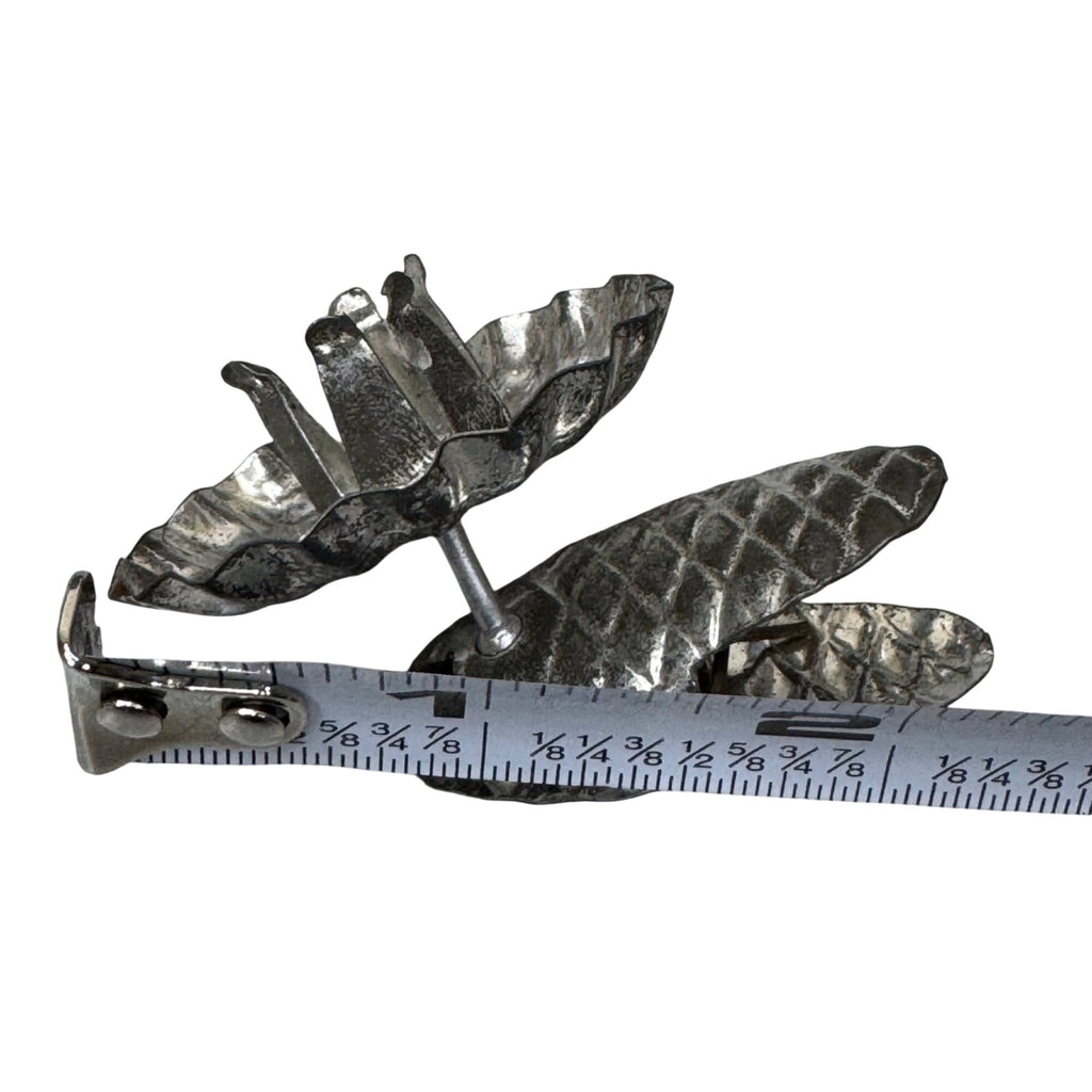 Vintage Metal Christmas Tree Candle Clip Holders Lot Of 12 Silver Tone Pinecone
