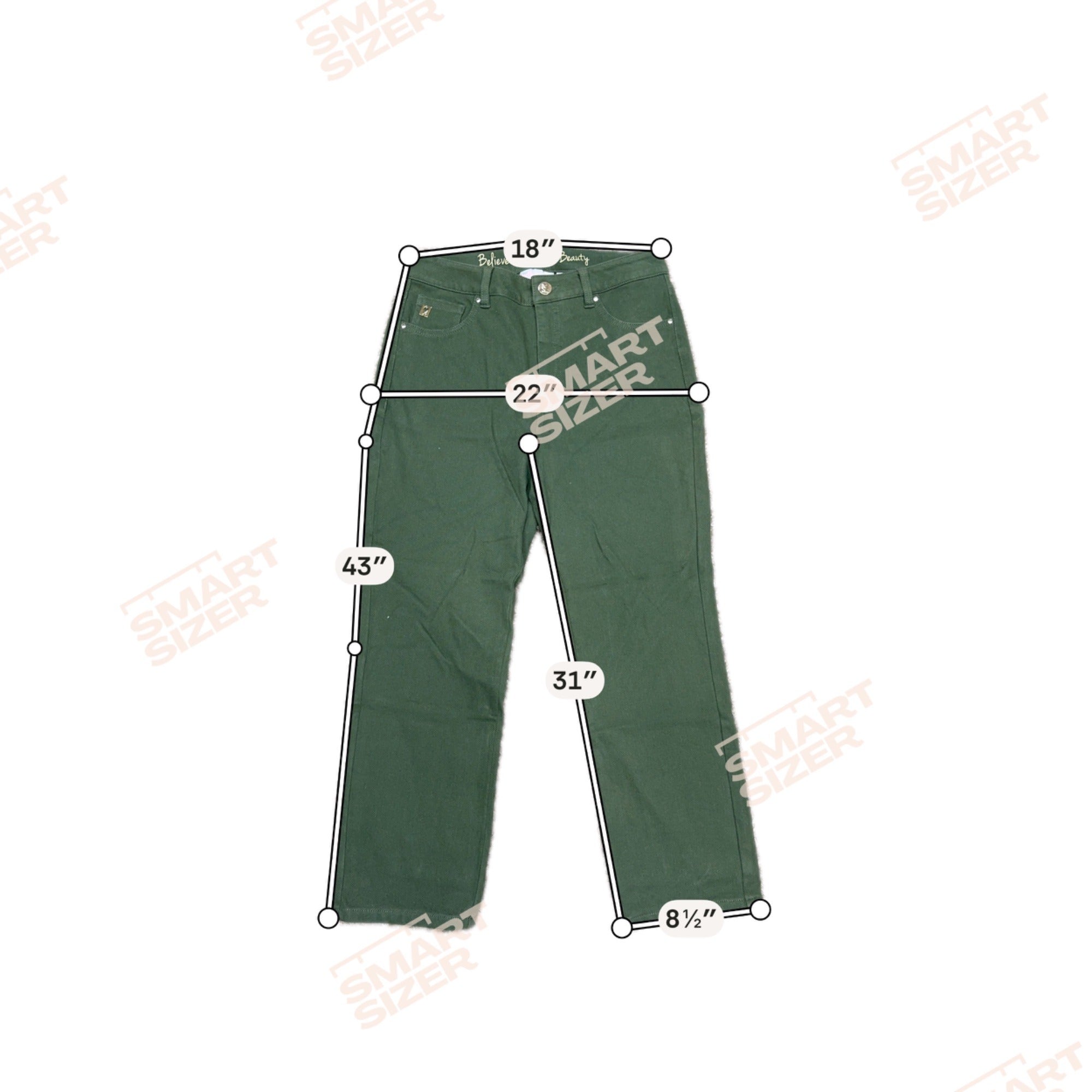 Belle By Kim Gravel Womens Green Straight Leg Pants Sz 4 Jeans Olive New w/o Tag